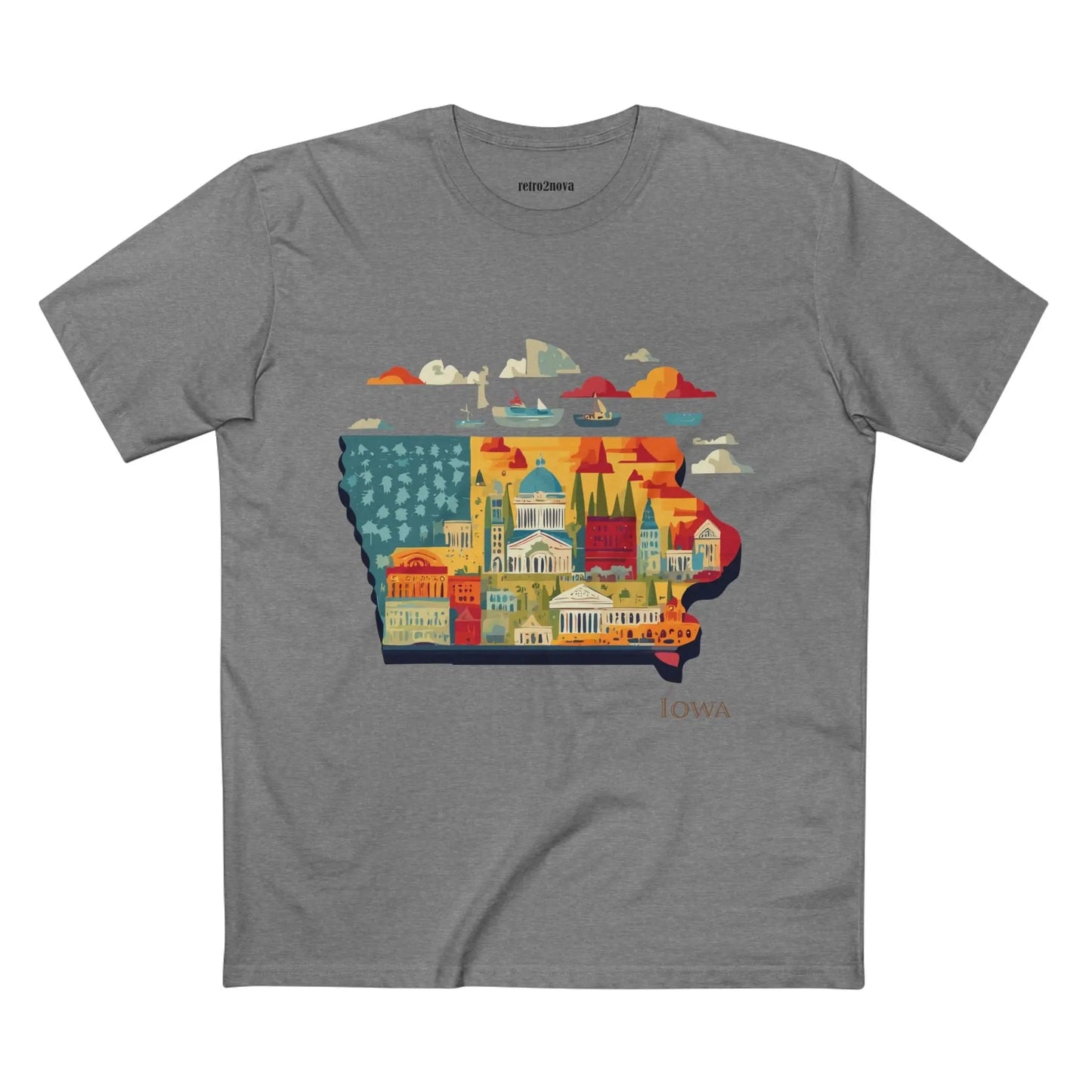 Iowa State Shirt Unisex Premium Cotton Tee With Original Art Design From Retro2Nova Art Collection