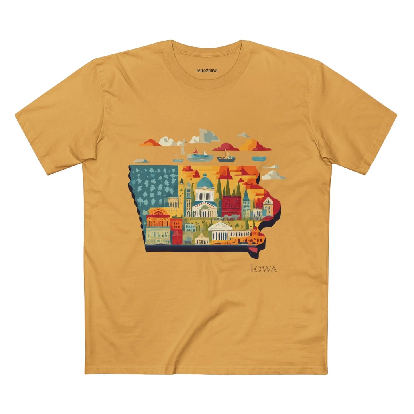 Iowa State Shirt Unisex Premium Cotton Tee With Original Art Design From Retro2Nova Art Collection