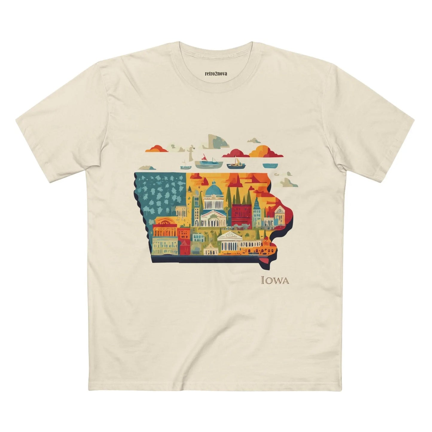 Iowa State Shirt Unisex Premium Cotton Tee With Original Art Design From Retro2Nova Art Collection