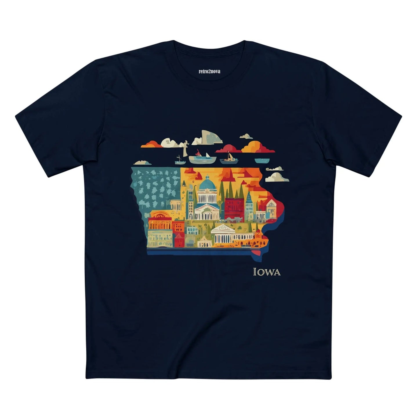 Iowa State Shirt Unisex Premium Cotton Tee With Original Art Design From Retro2Nova Art Collection