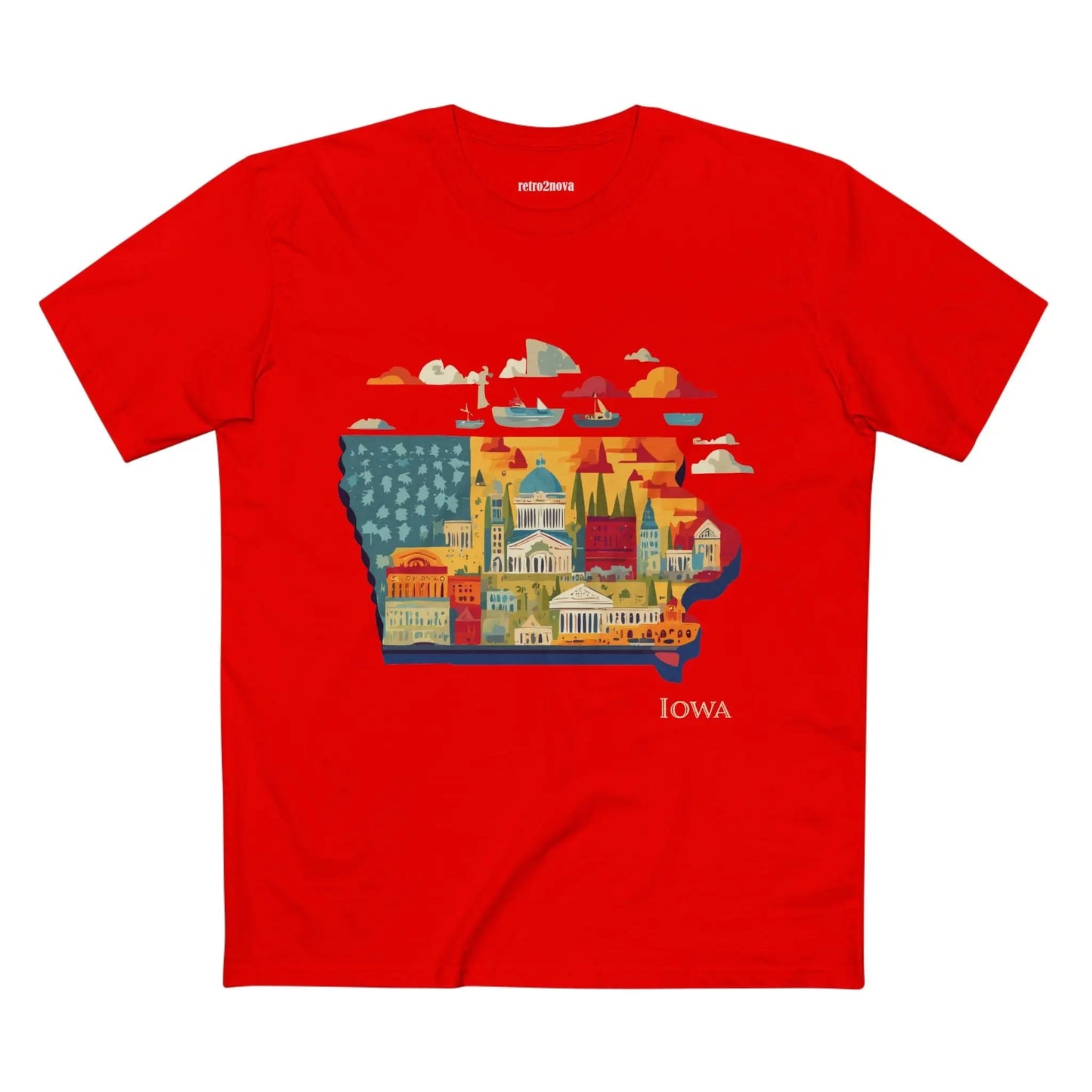 Iowa State Shirt Unisex Premium Cotton Tee With Original Art Design From Retro2Nova Art Collection