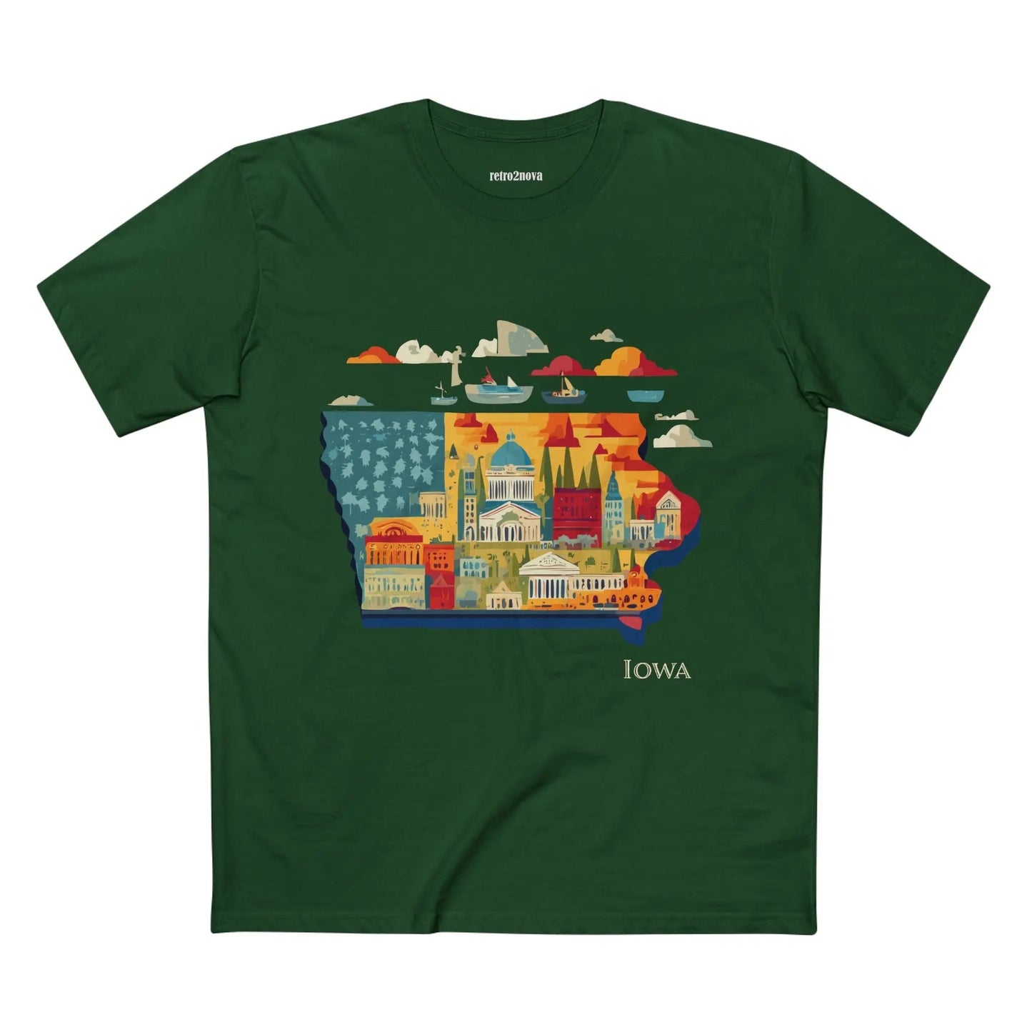 Iowa State Shirt Unisex Premium Cotton Tee With Original Art Design From Retro2Nova Art Collection