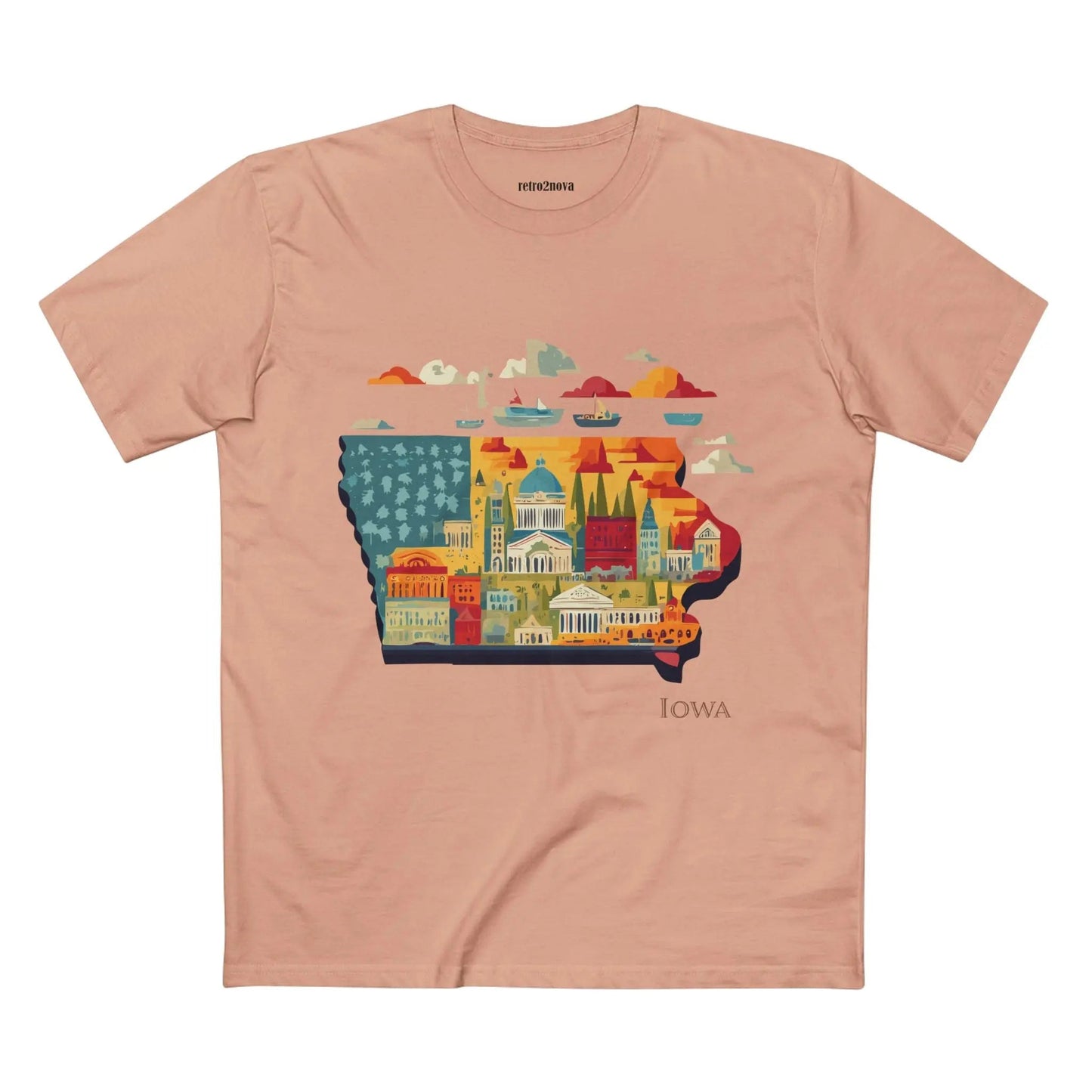 Iowa State Shirt Unisex Premium Cotton Tee With Original Art Design From Retro2Nova Art Collection