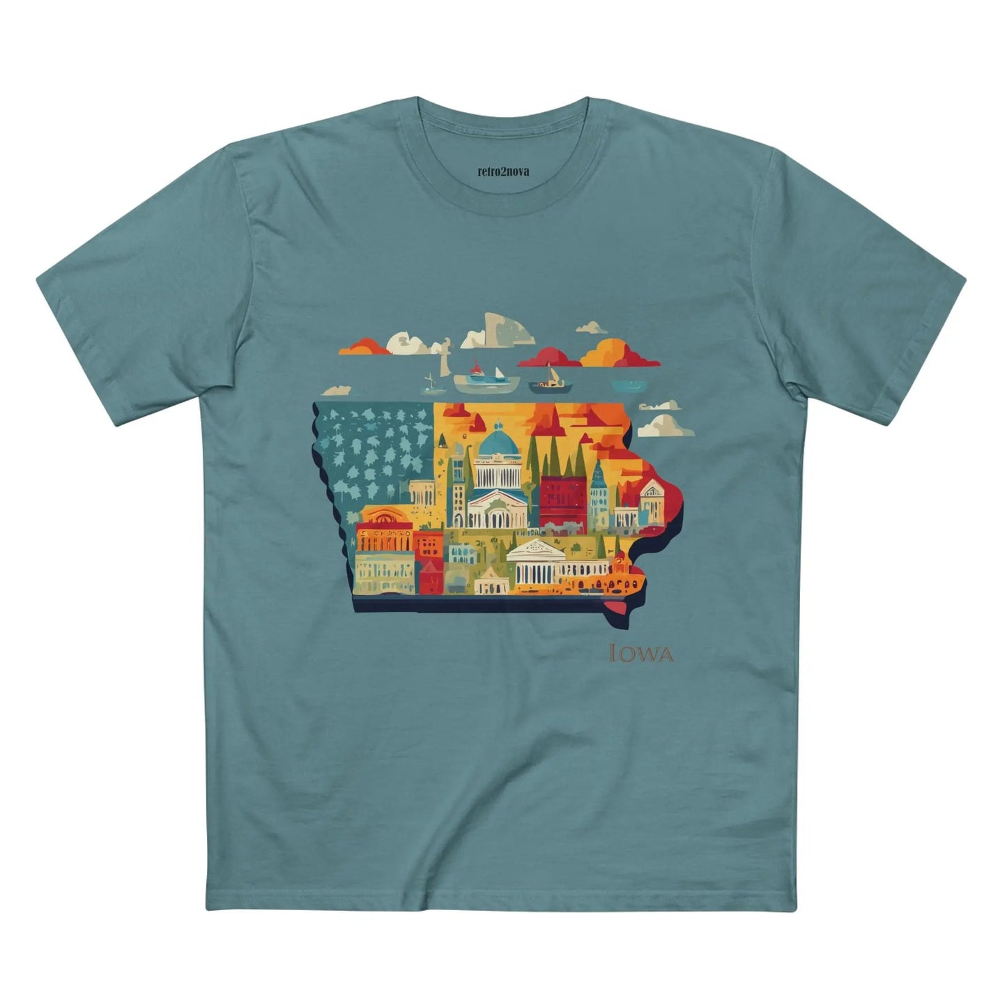 Iowa State Shirt Unisex Premium Cotton Tee With Original Art Design From Retro2Nova Art Collection