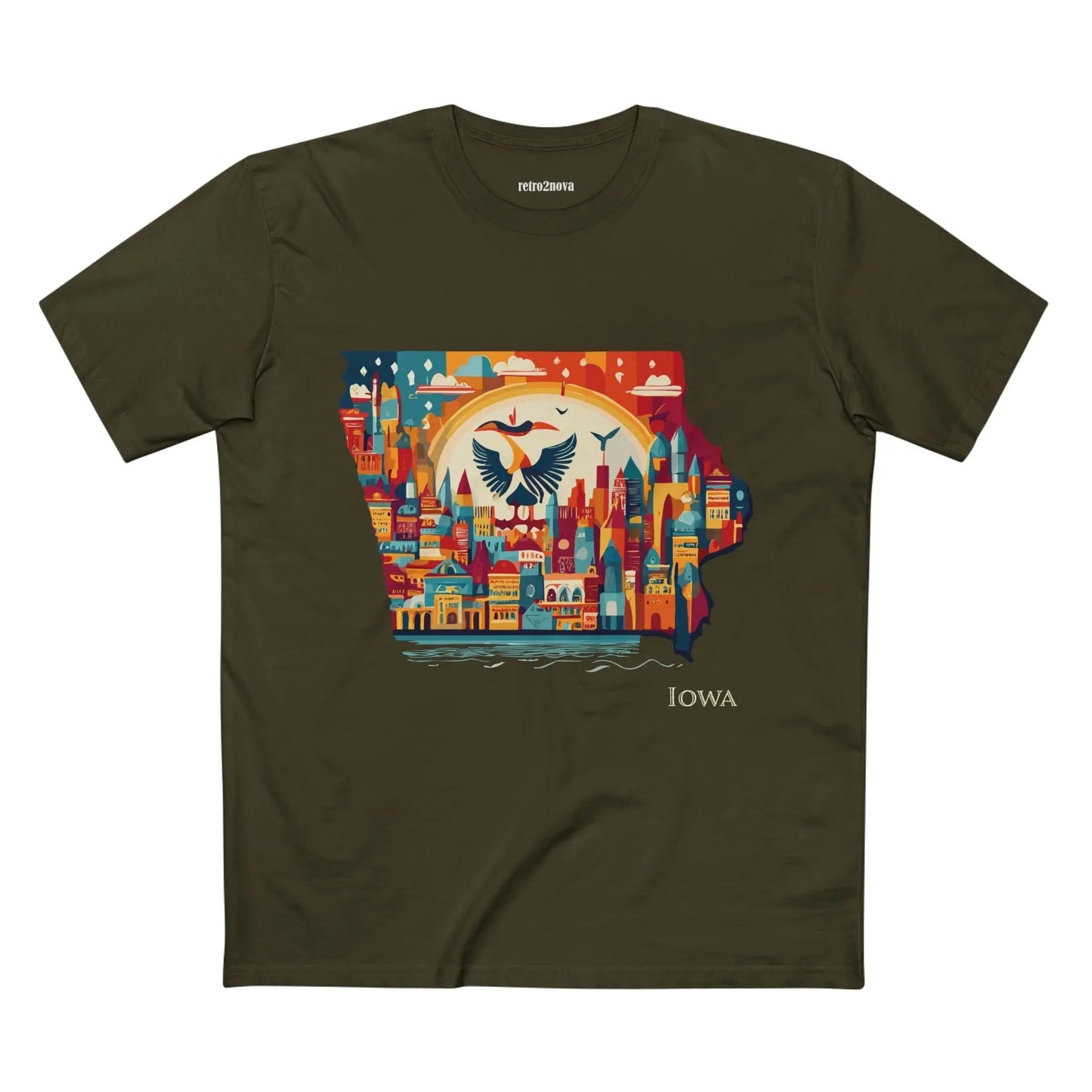 Iowa State Shirt Unisex Premium Cotton Tee With Original Art Design From Retro2Nova