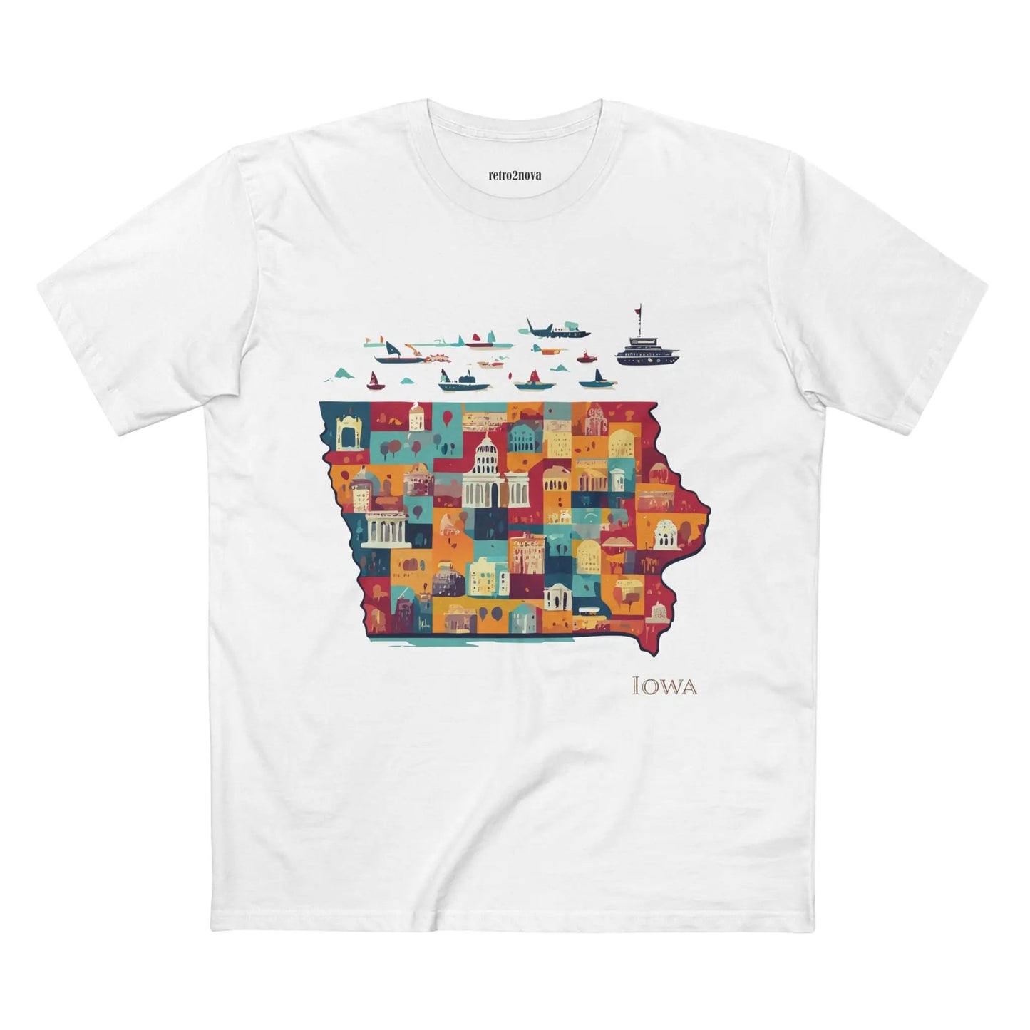 Iowa State Shirt Unisex Premium Cotton Art Tee By Retro2Nova Original Art Design Collection