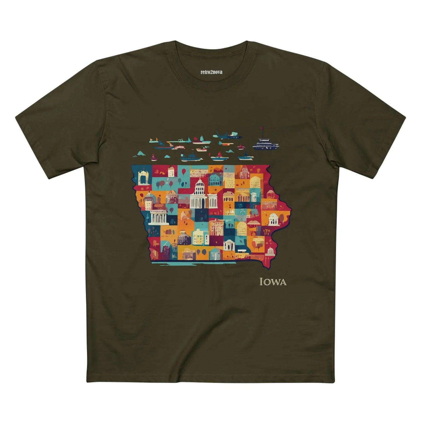 Iowa State Shirt Unisex Premium Cotton Art Tee By Retro2Nova Original Art Design Collection
