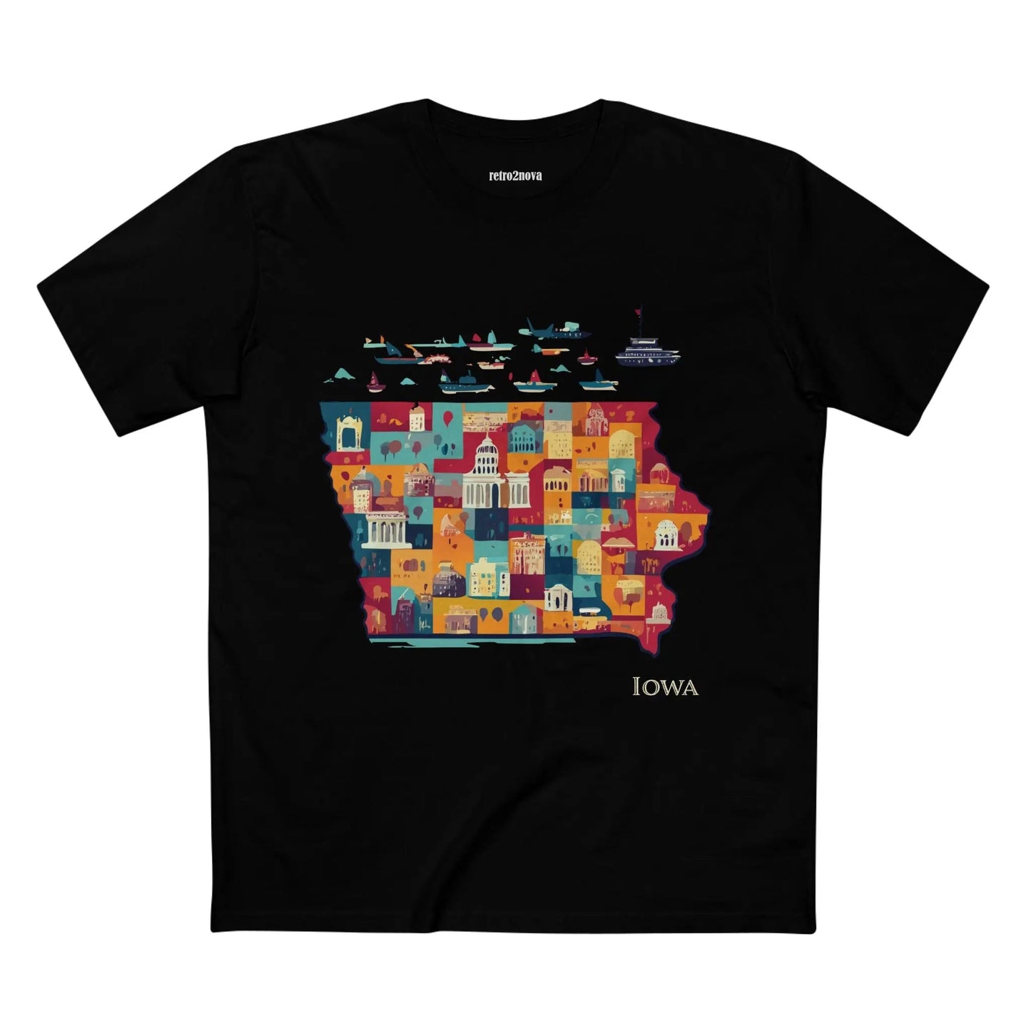 Iowa State Shirt Unisex Premium Cotton Art Tee By Retro2Nova Original Art Design Collection