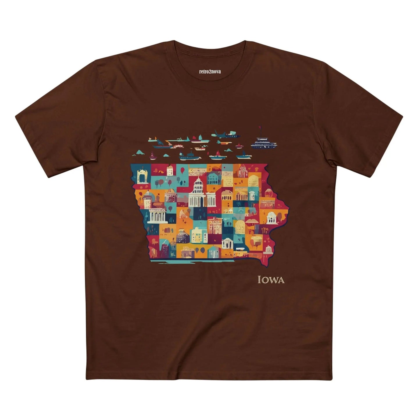 Iowa State Shirt Unisex Premium Cotton Art Tee By Retro2Nova Original Art Design Collection