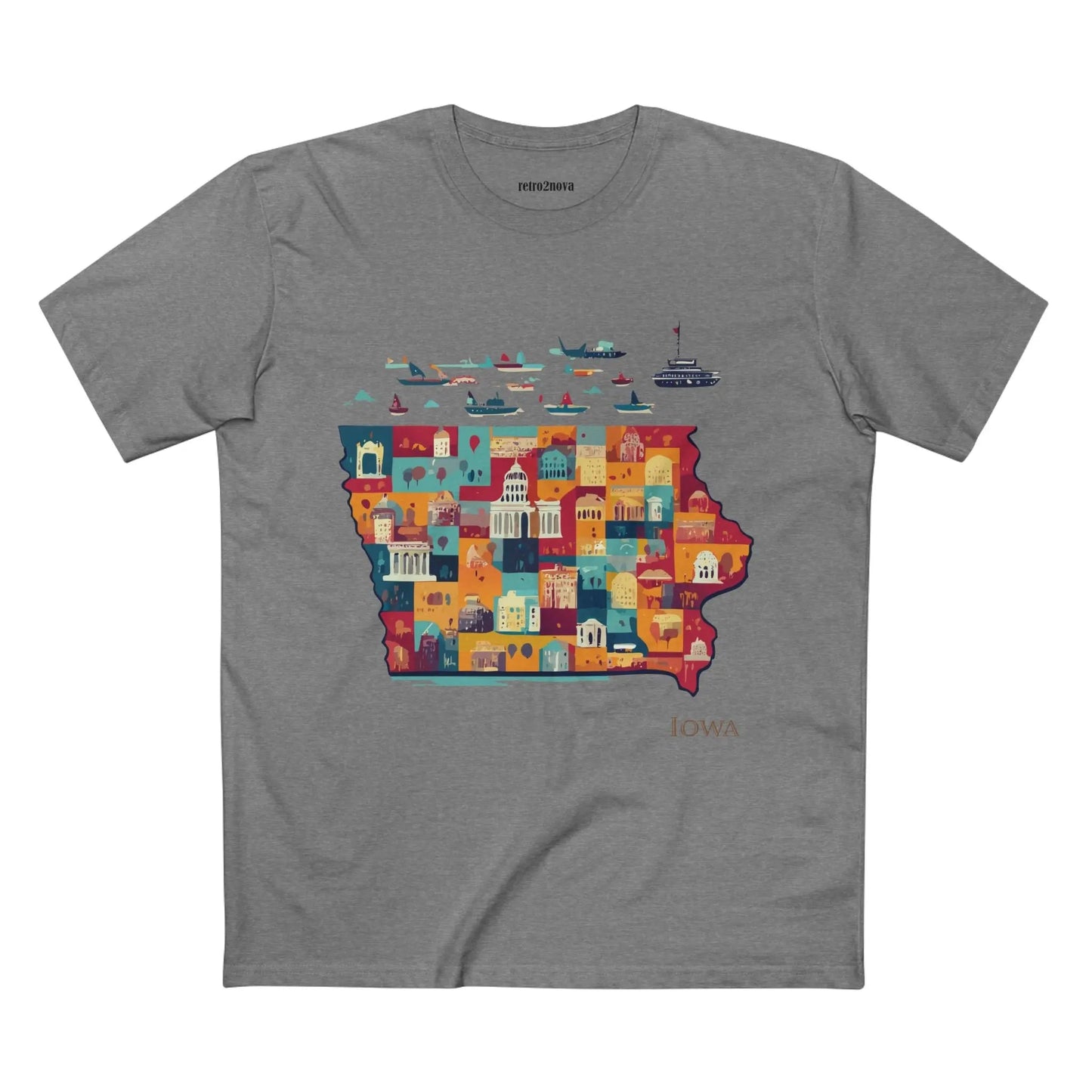 Iowa State Shirt Unisex Premium Cotton Art Tee By Retro2Nova Original Art Design Collection