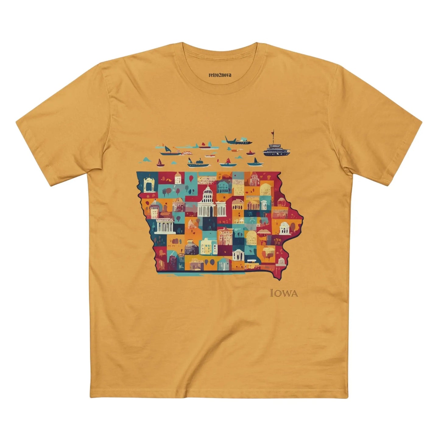 Iowa State Shirt Unisex Premium Cotton Art Tee By Retro2Nova Original Art Design Collection