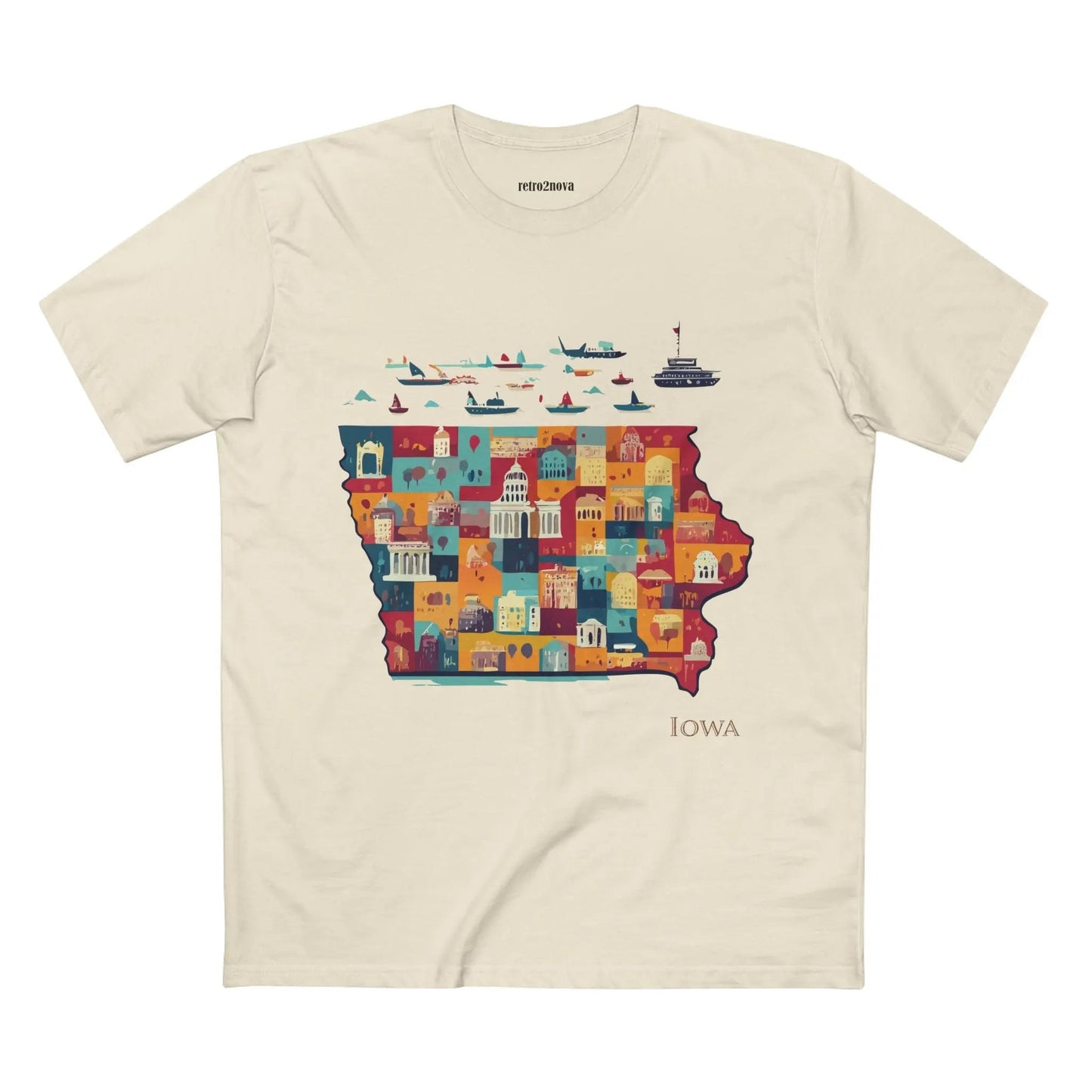 Iowa State Shirt Unisex Premium Cotton Art Tee By Retro2Nova Original Art Design Collection