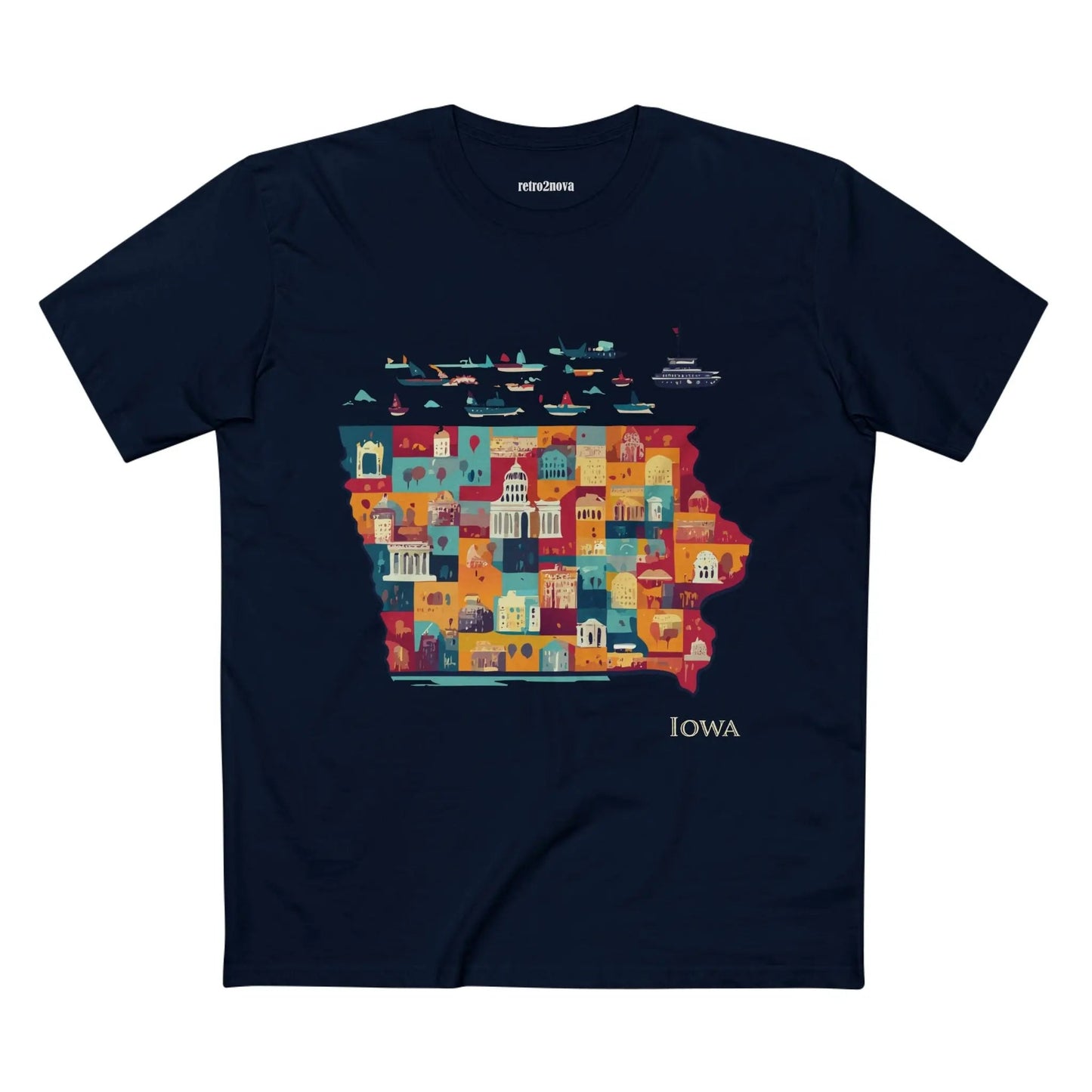 Iowa State Shirt Unisex Premium Cotton Art Tee By Retro2Nova Original Art Design Collection