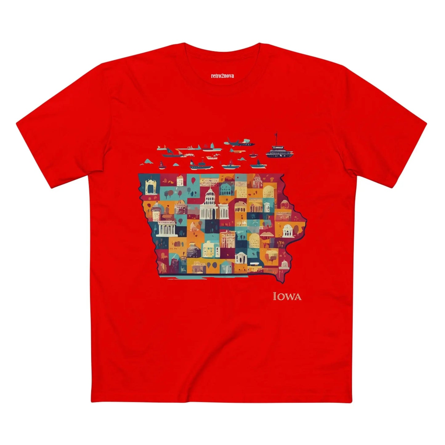Iowa State Shirt Unisex Premium Cotton Art Tee By Retro2Nova Original Art Design Collection