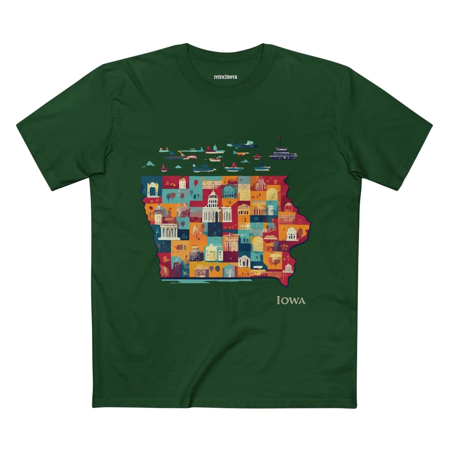 Iowa State Shirt Unisex Premium Cotton Art Tee By Retro2Nova Original Art Design Collection