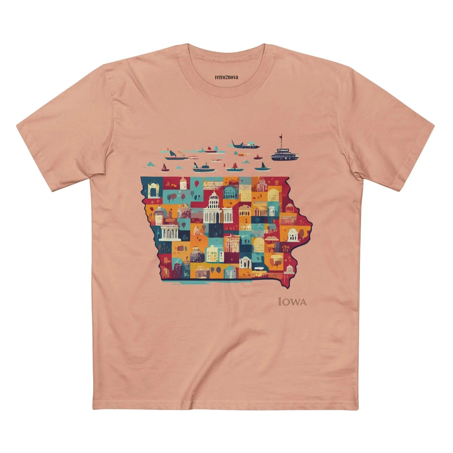 Iowa State Shirt Unisex Premium Cotton Art Tee By Retro2Nova Original Art Design Collection