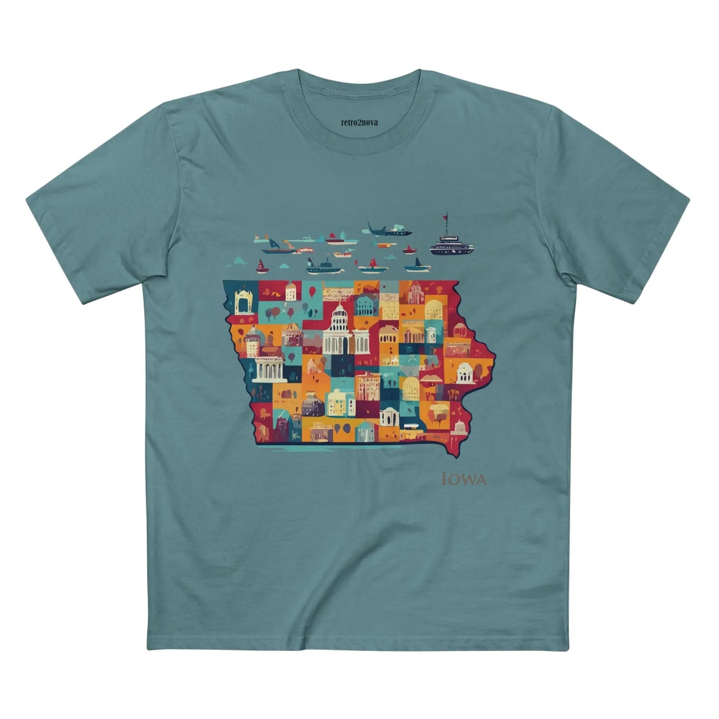 Iowa State Shirt Unisex Premium Cotton Art Tee By Retro2Nova Original Art Design Collection