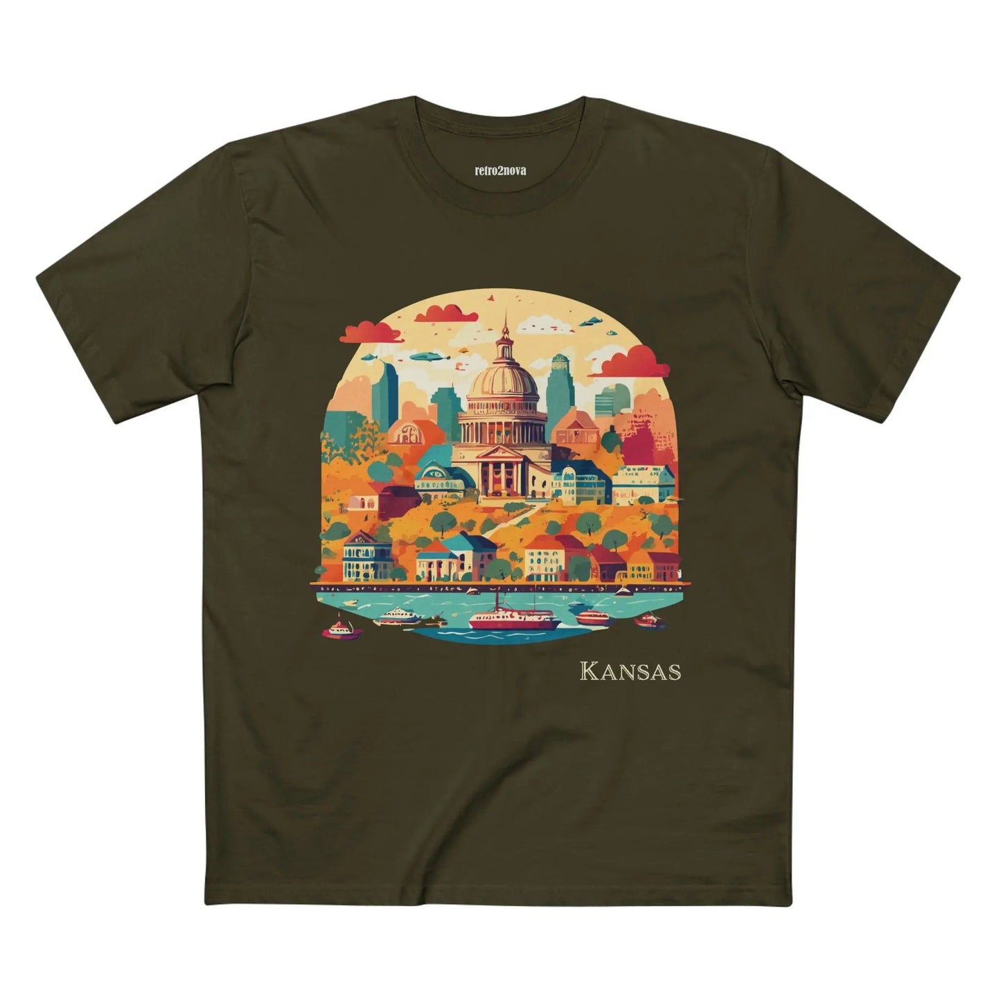 Kansas State Shirt Unisex Premium Cotton Tee With Original Art Design From Retro2Nova