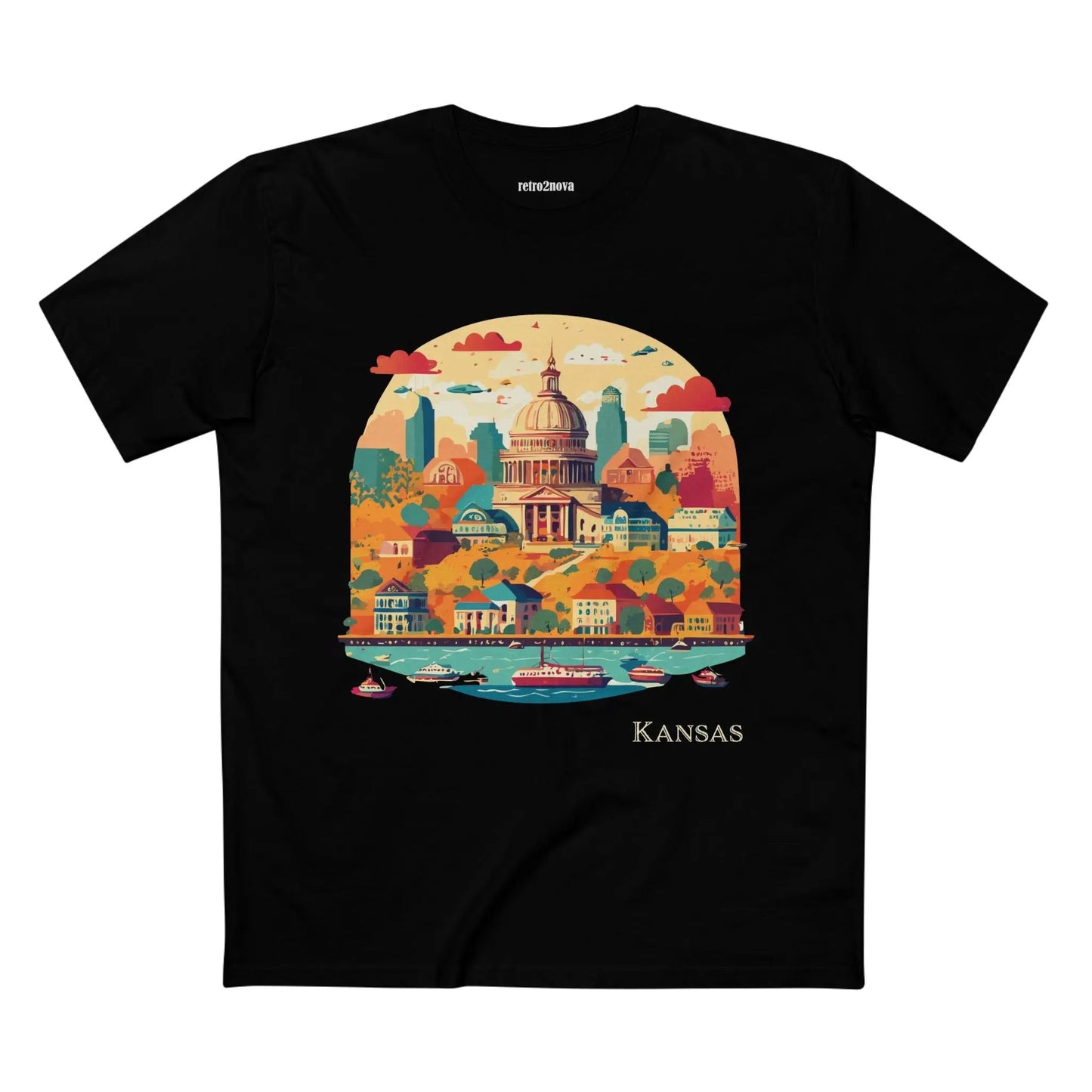 Kansas State Shirt Unisex Premium Cotton Tee With Original Art Design From Retro2Nova