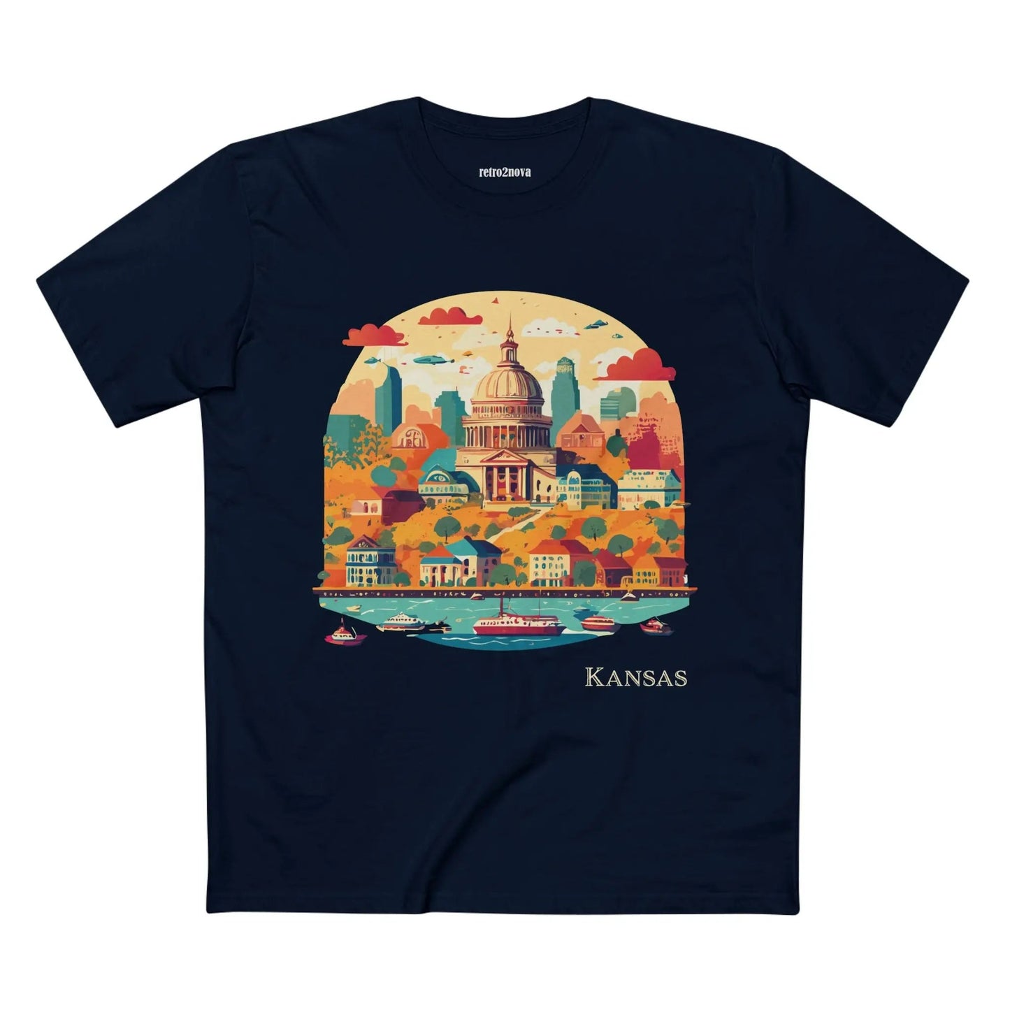 Kansas State Shirt Unisex Premium Cotton Tee With Original Art Design From Retro2Nova