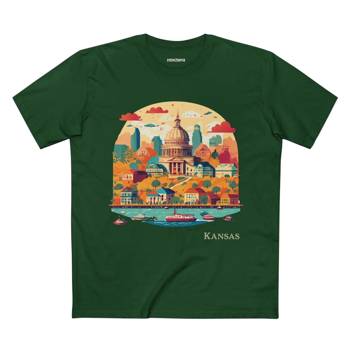 Kansas State Shirt Unisex Premium Cotton Tee With Original Art Design From Retro2Nova