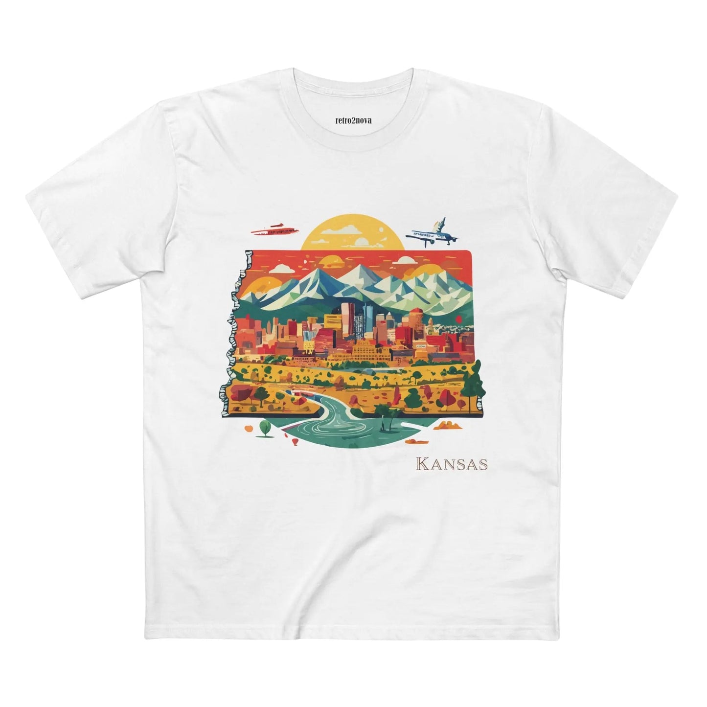 Kansas State Shirt Unisex Premium Cotton Tee Retro2Nova Art Collection With Soft Breathable Comfort