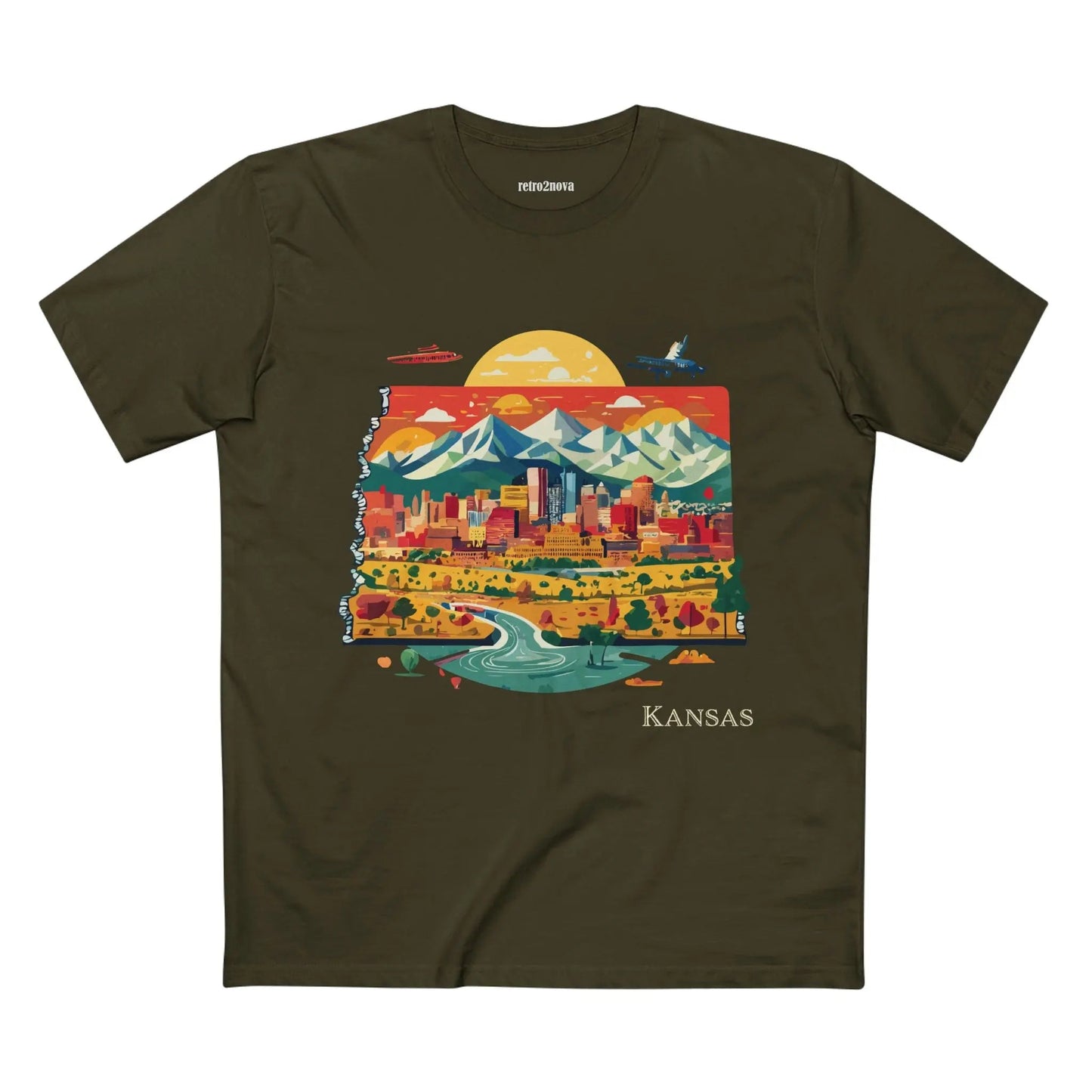 Kansas State Shirt Unisex Premium Cotton Tee Retro2Nova Art Collection With Soft Breathable Comfort
