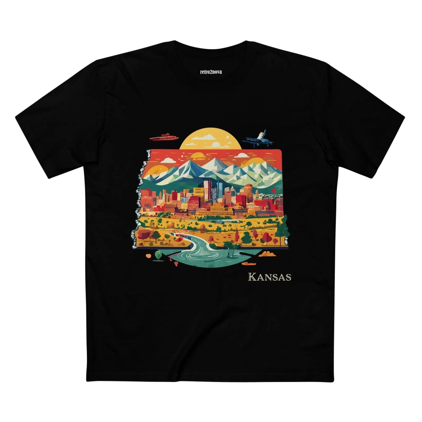 Kansas State Shirt Unisex Premium Cotton Tee Retro2Nova Art Collection With Soft Breathable Comfort