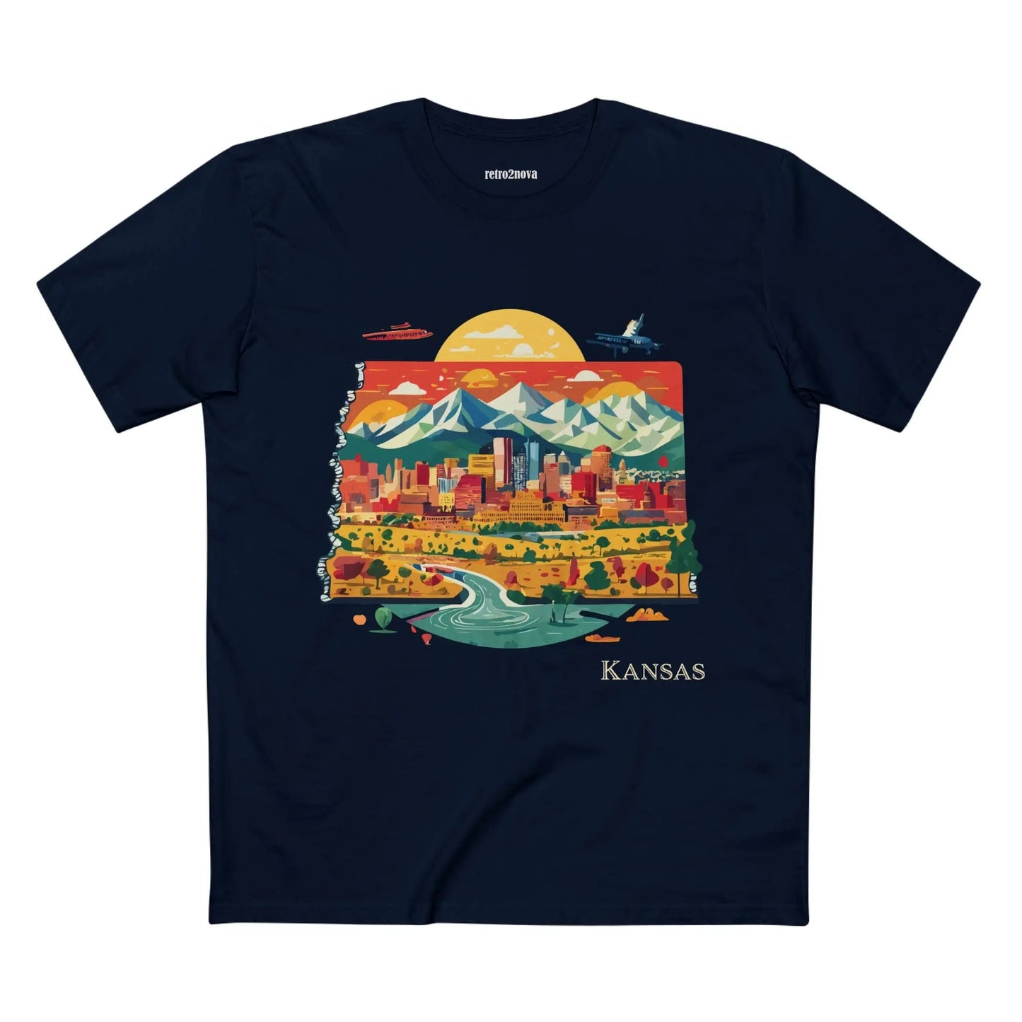 Kansas State Shirt Unisex Premium Cotton Tee Retro2Nova Art Collection With Soft Breathable Comfort