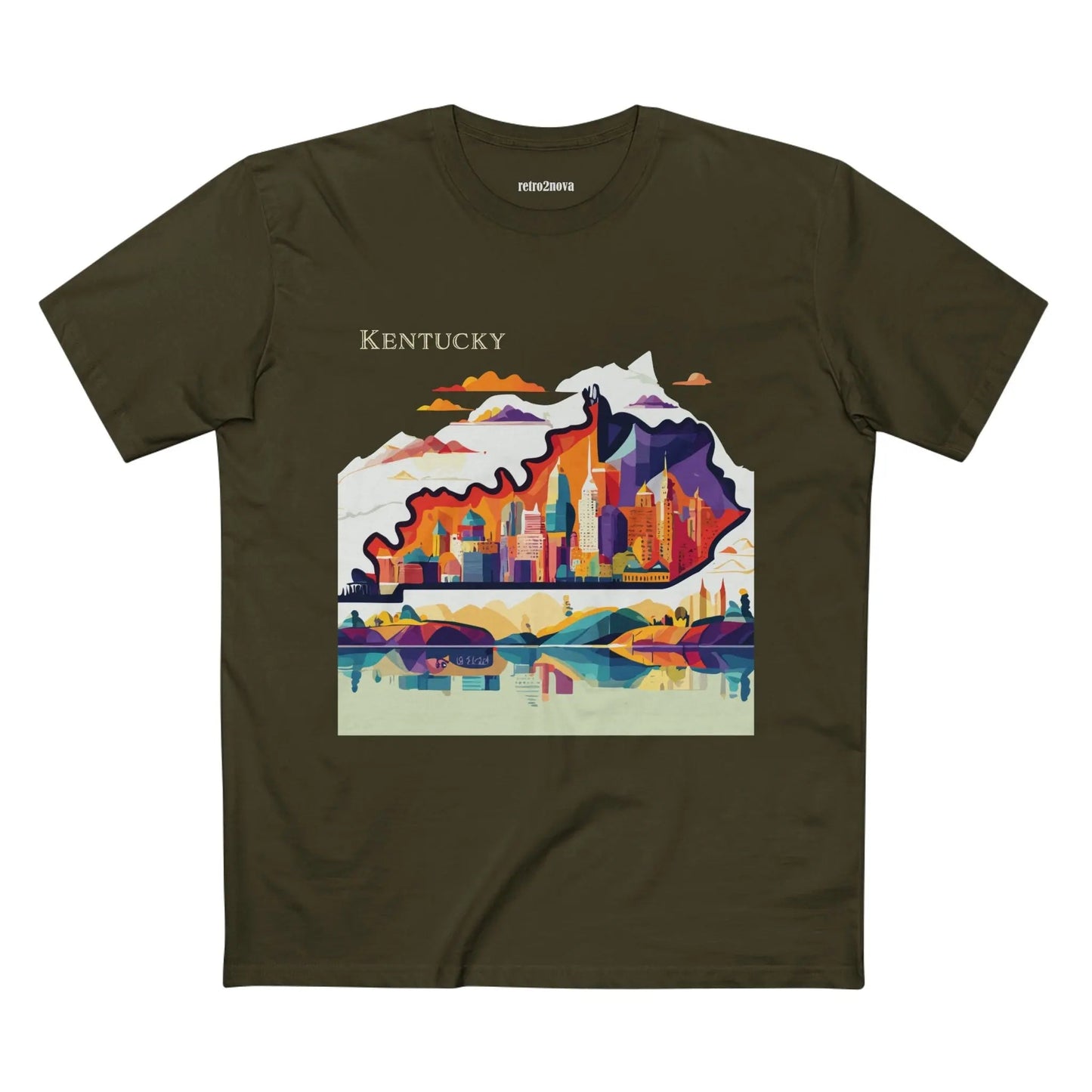 Kentucky State Shirt By Retro2Nova Unisex Premium Cotton Tee Original Art Design