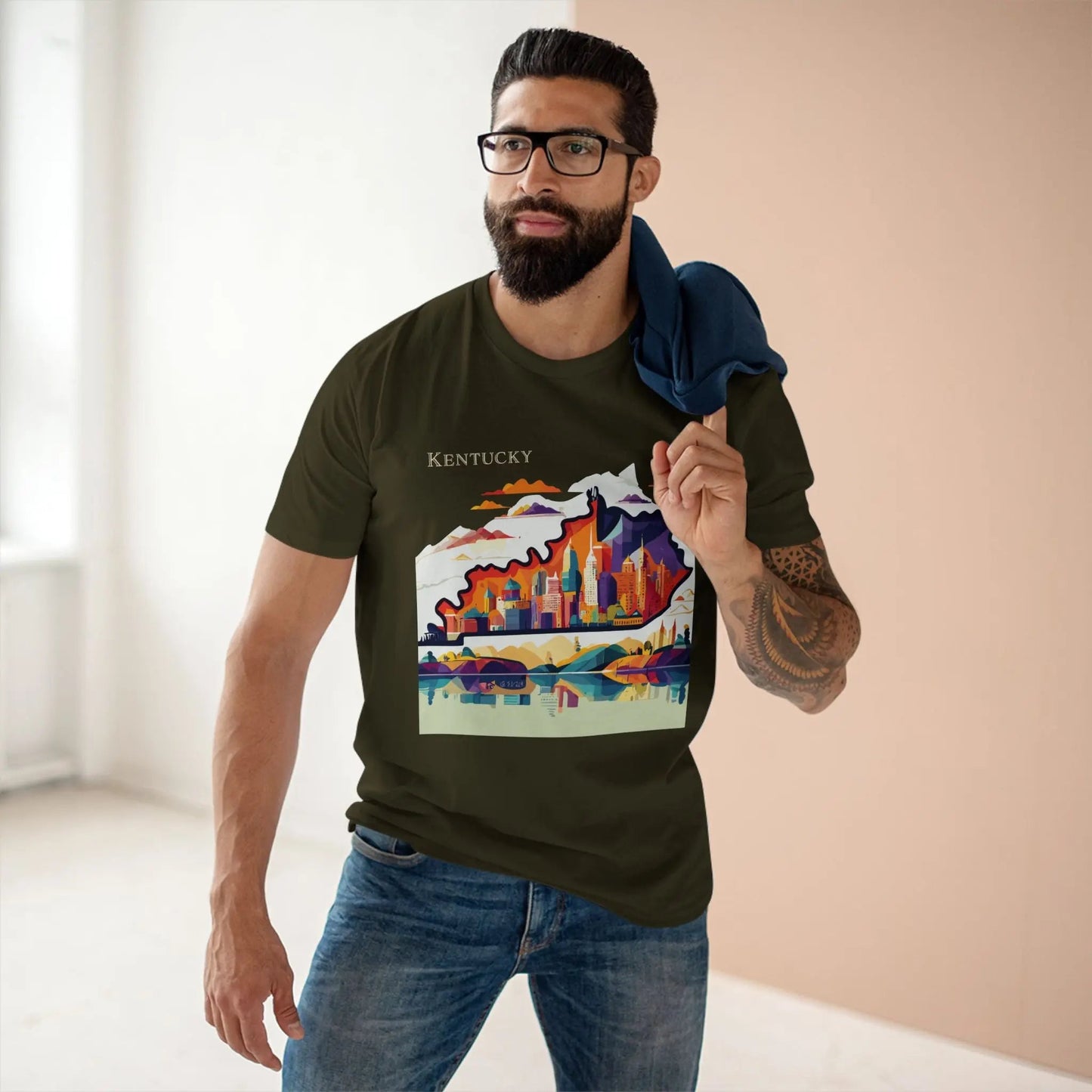 Kentucky State Shirt By Retro2Nova Unisex Premium Cotton Tee Original Art Design