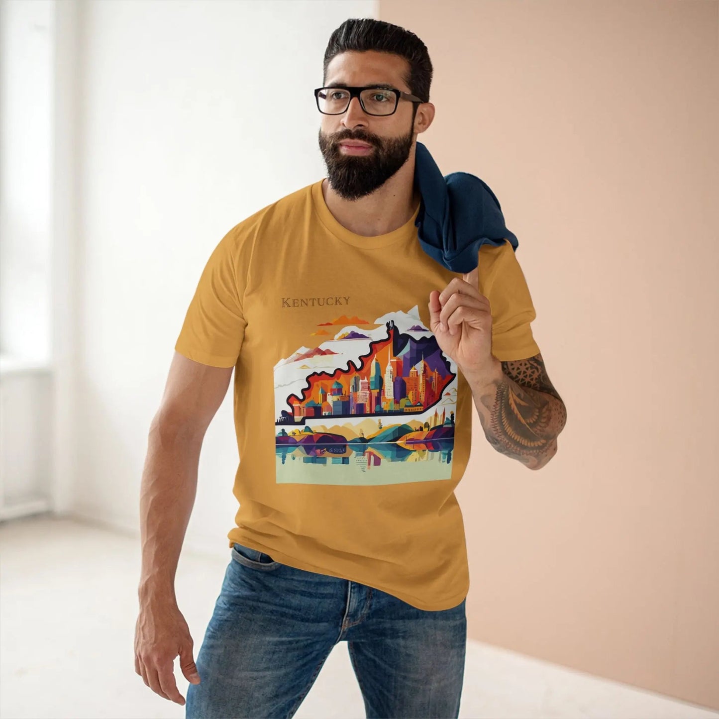 Kentucky State Shirt By Retro2Nova Unisex Premium Cotton Tee Original Art Design