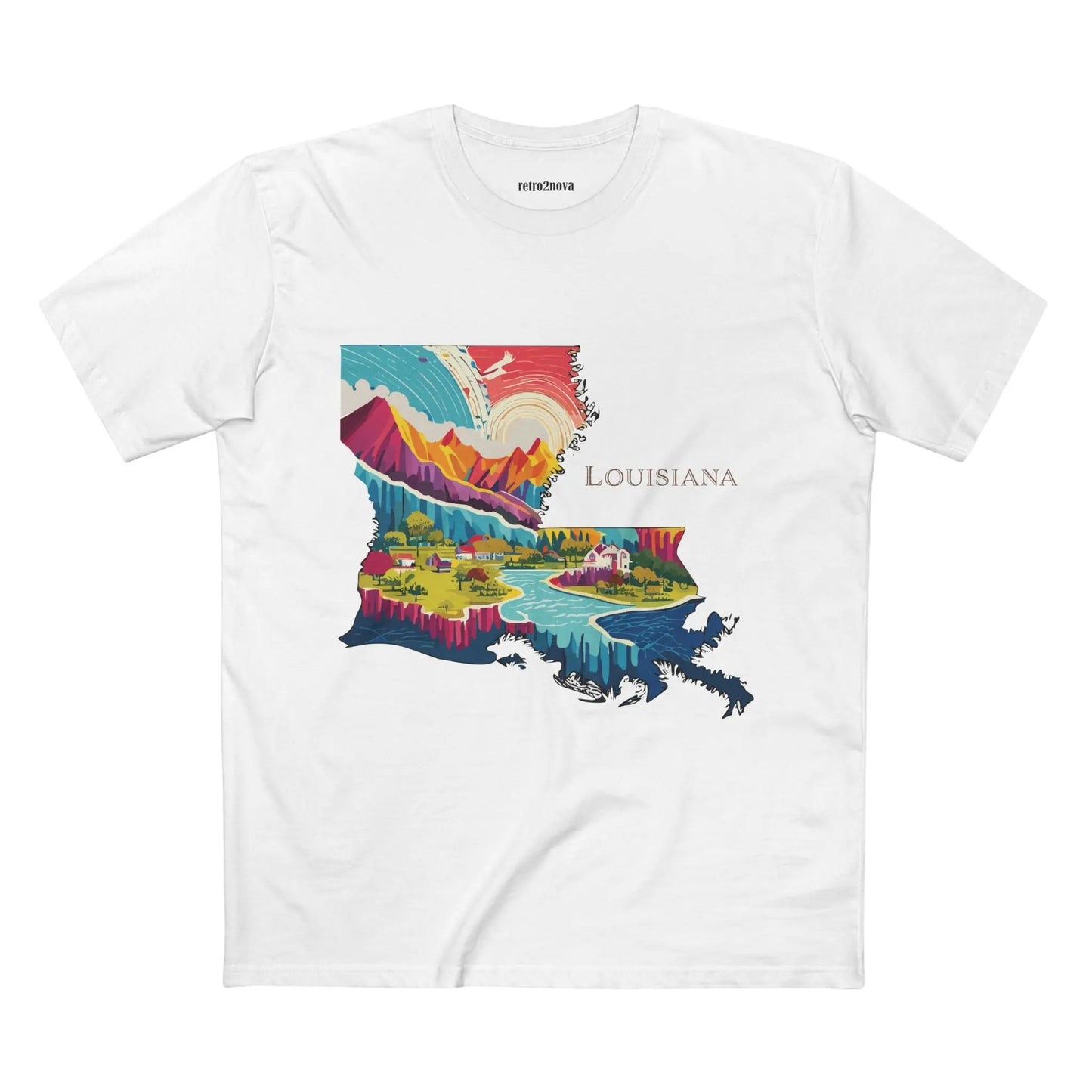 Louisiana State Shirt Unisex Premium Cotton Tee With Original Art Design Retro2Nova Art Collection