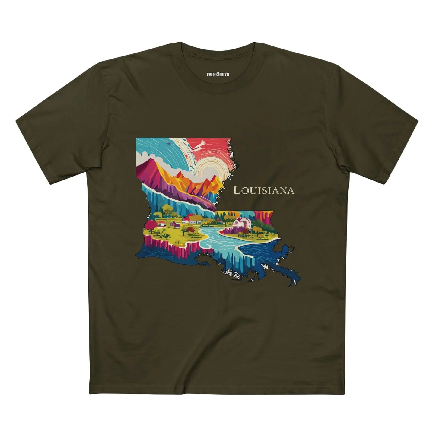 Louisiana State Shirt Unisex Premium Cotton Tee With Original Art Design Retro2Nova Art Collection