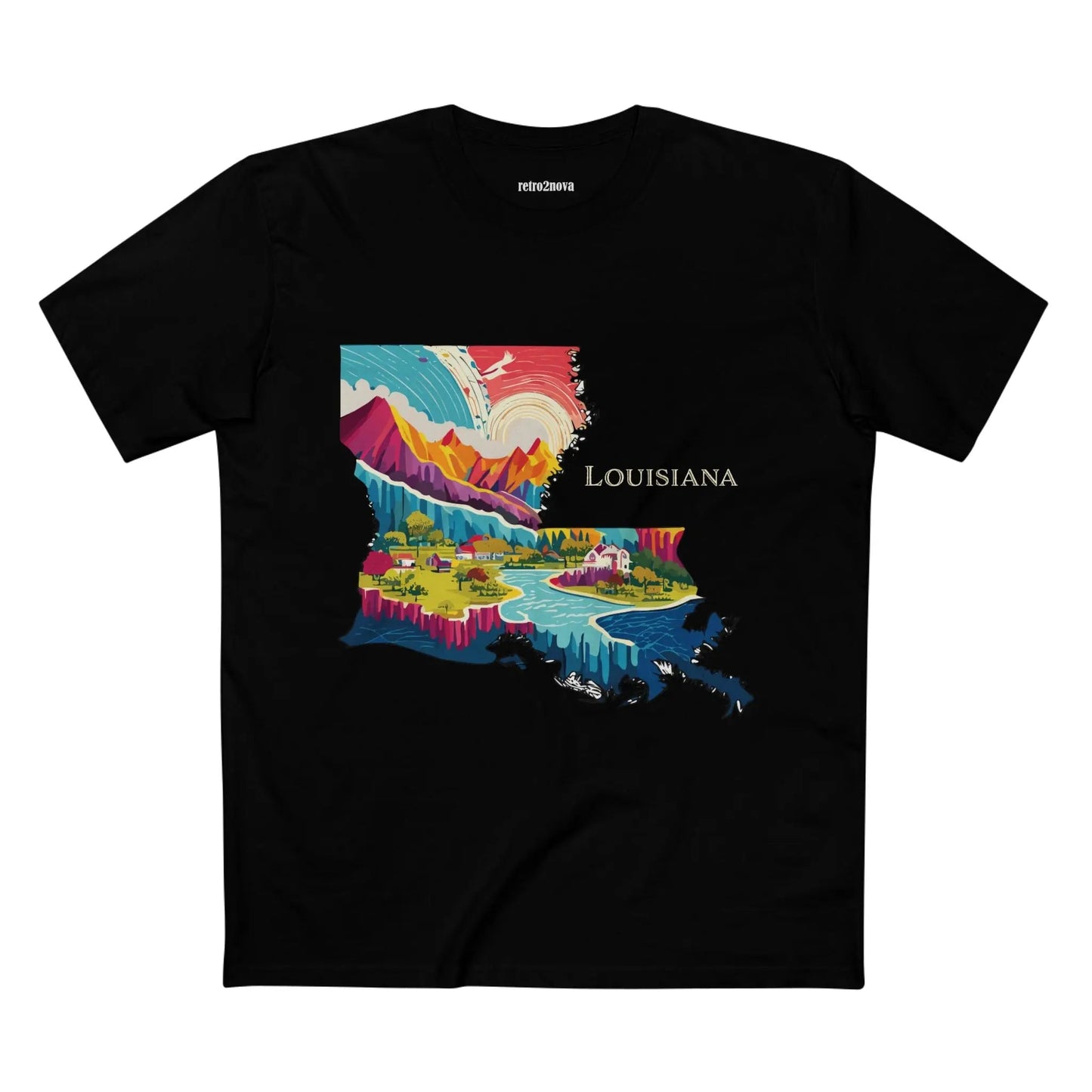 Louisiana State Shirt Unisex Premium Cotton Tee With Original Art Design Retro2Nova Art Collection