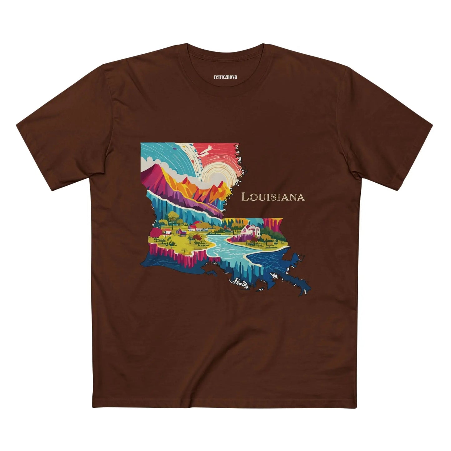 Louisiana State Shirt Unisex Premium Cotton Tee With Original Art Design Retro2Nova Art Collection