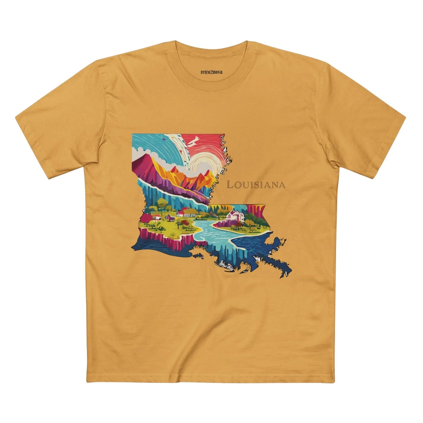 Louisiana State Shirt Unisex Premium Cotton Tee With Original Art Design Retro2Nova Art Collection
