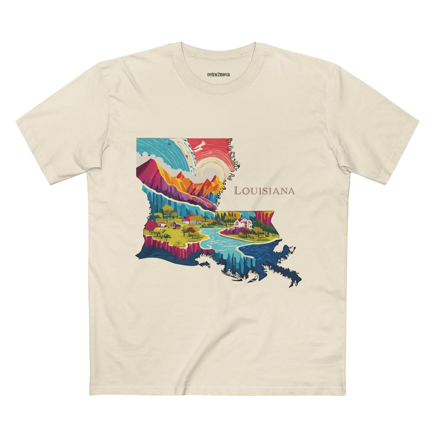 Louisiana State Shirt Unisex Premium Cotton Tee With Original Art Design Retro2Nova Art Collection