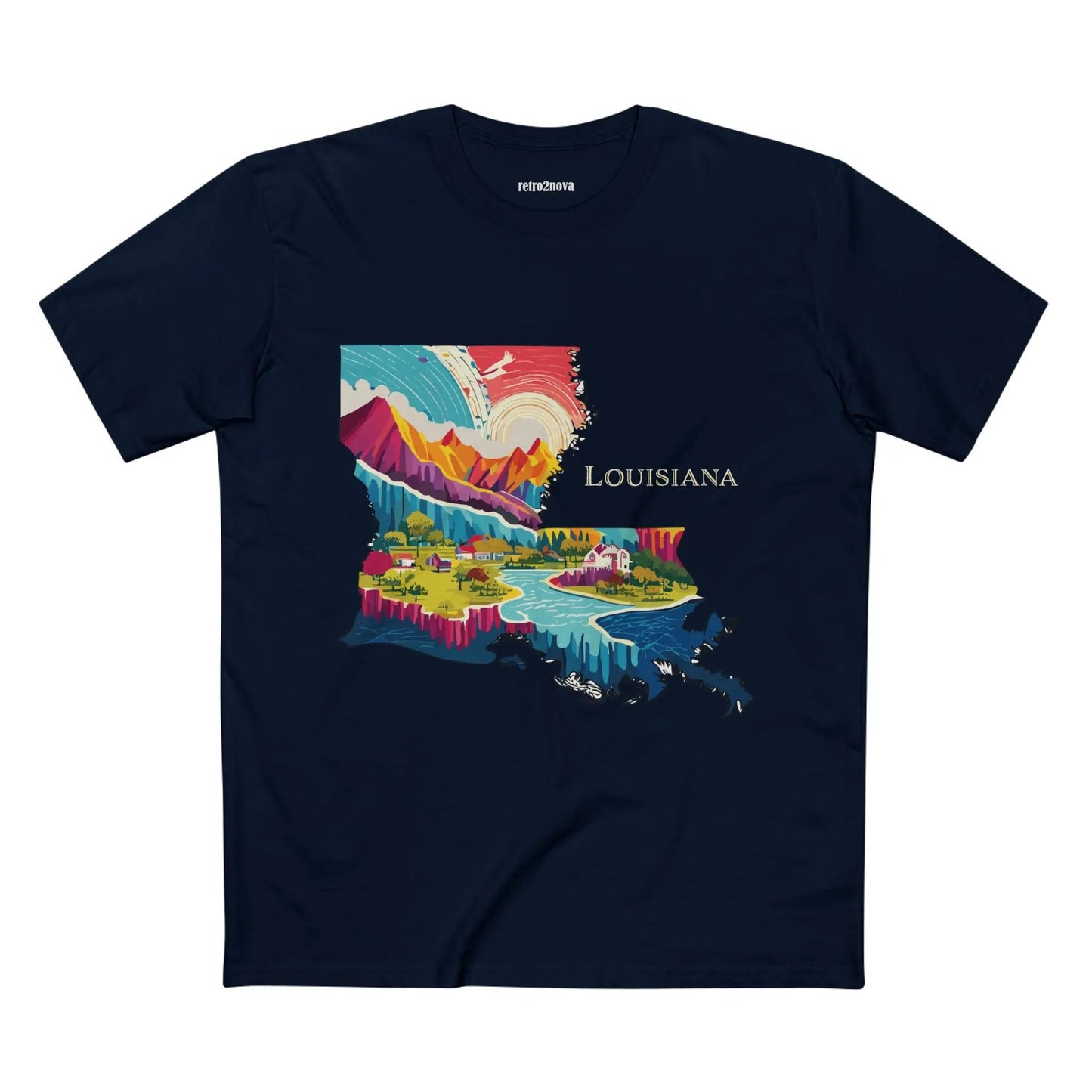 Louisiana State Shirt Unisex Premium Cotton Tee With Original Art Design Retro2Nova Art Collection