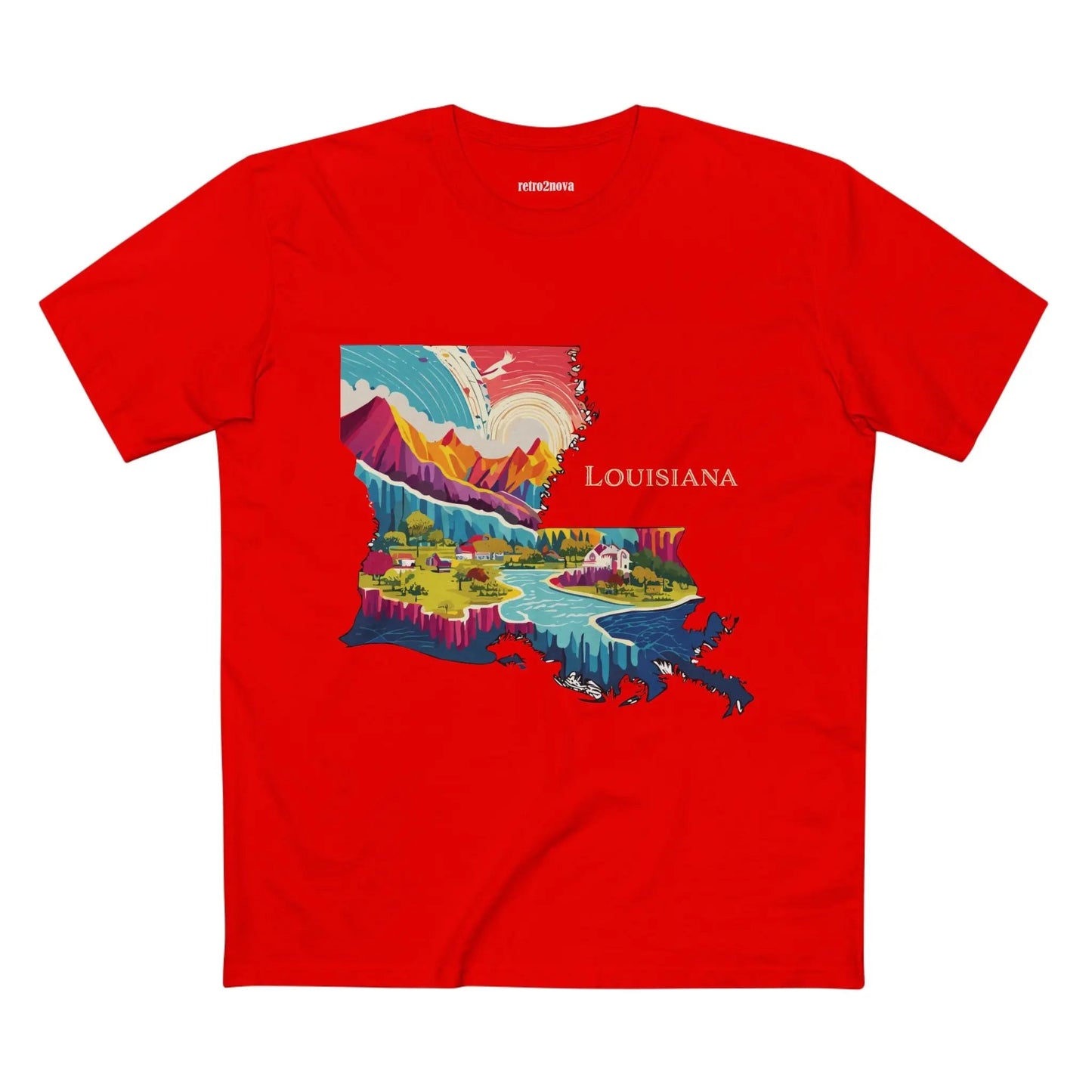 Louisiana State Shirt Unisex Premium Cotton Tee With Original Art Design Retro2Nova Art Collection