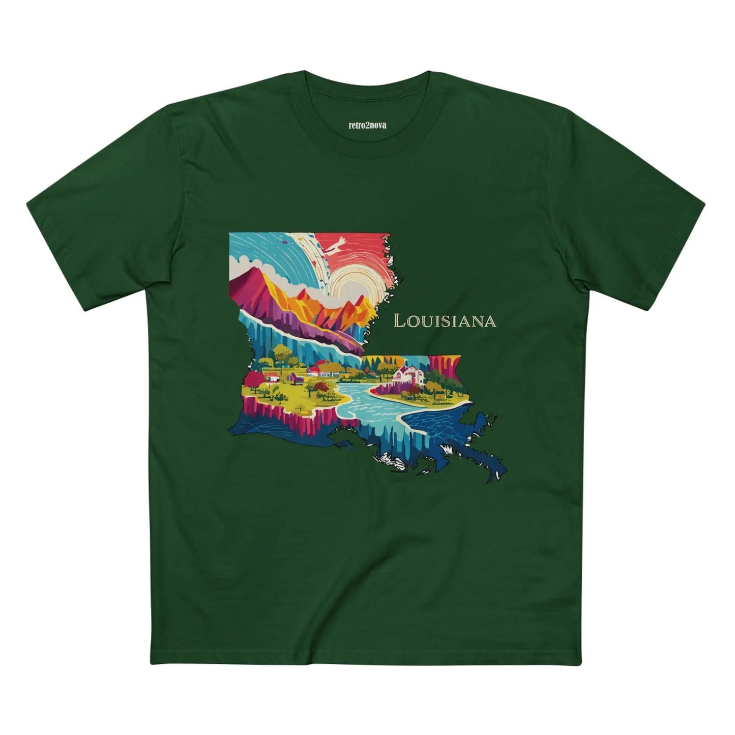 Louisiana State Shirt Unisex Premium Cotton Tee With Original Art Design Retro2Nova Art Collection