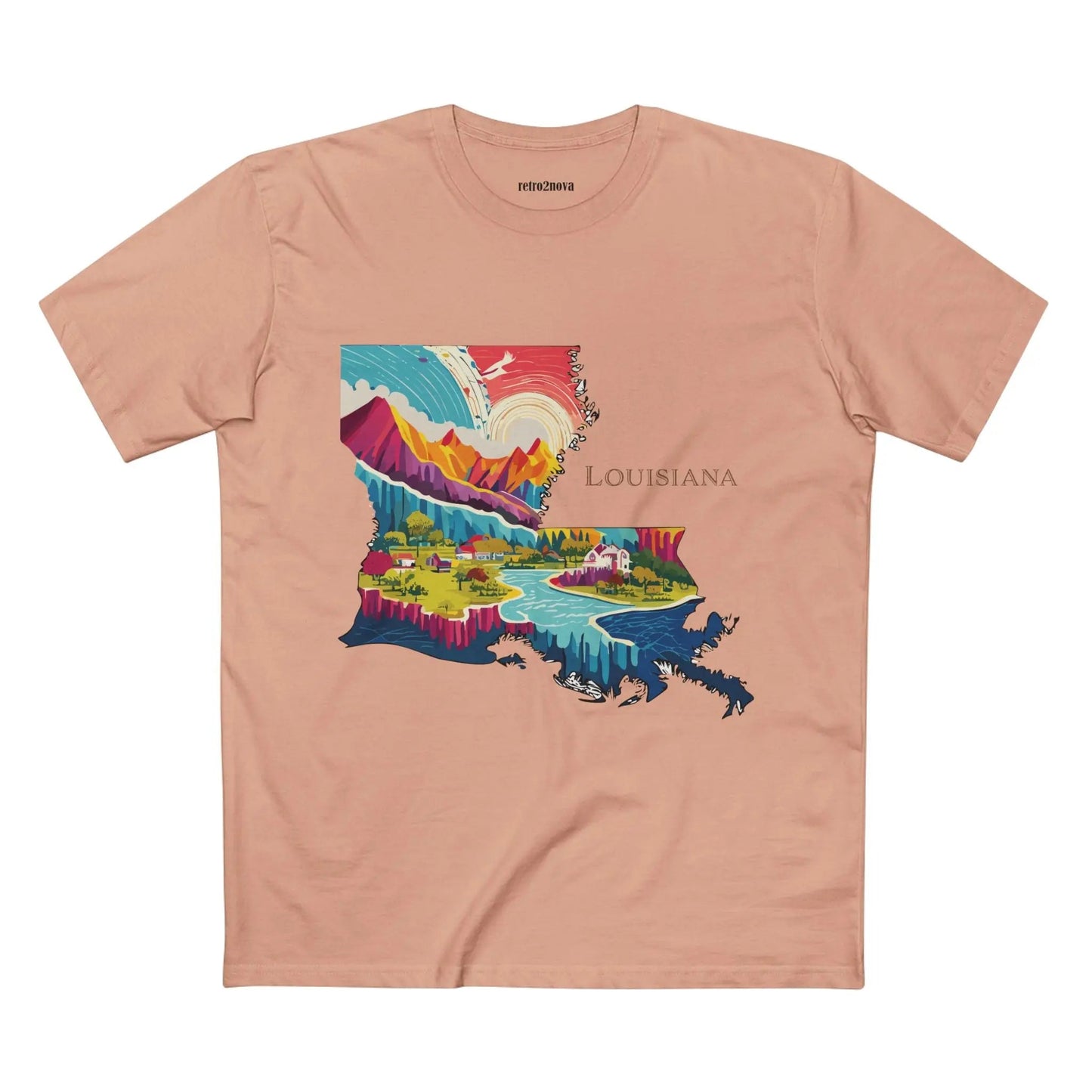 Louisiana State Shirt Unisex Premium Cotton Tee With Original Art Design Retro2Nova Art Collection