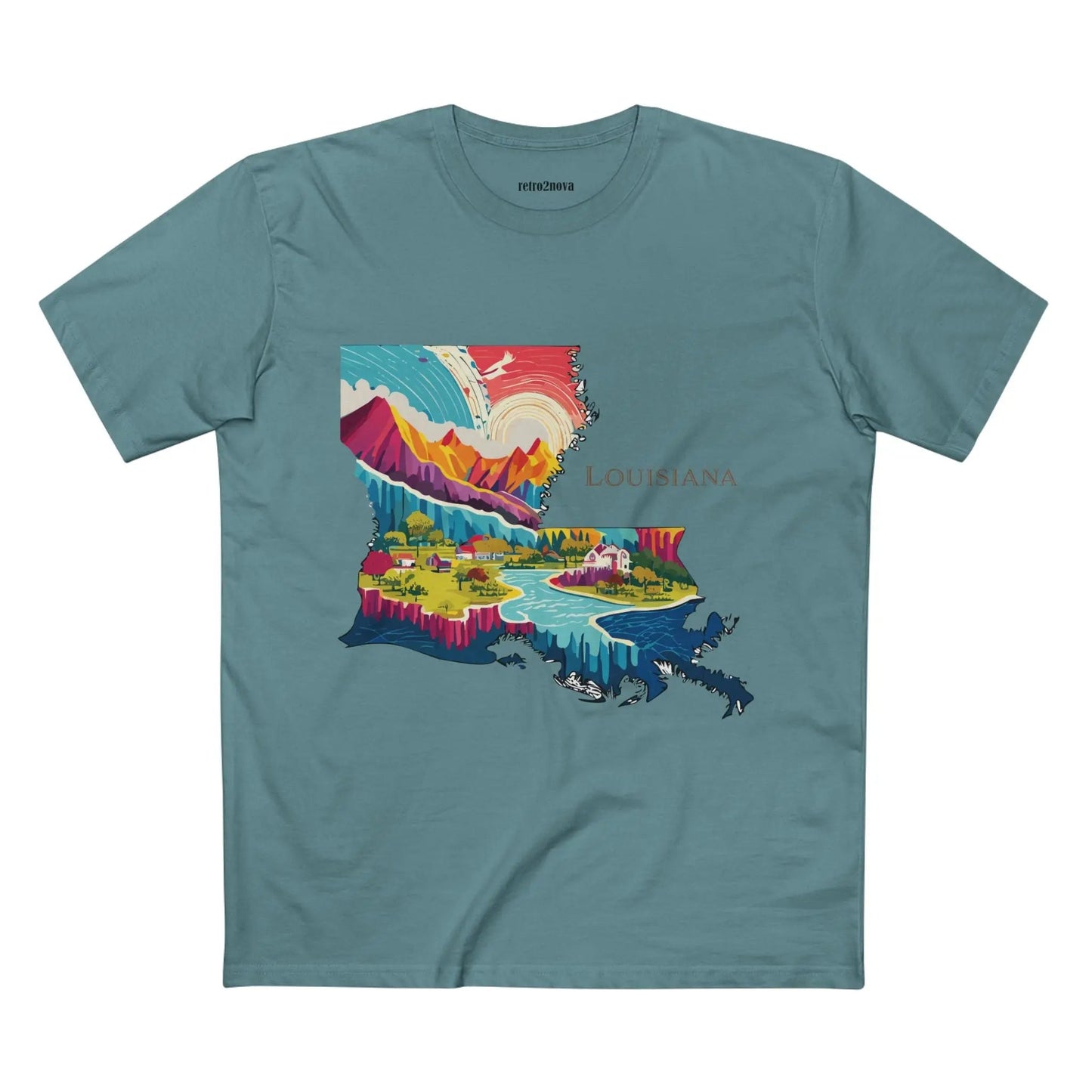 Louisiana State Shirt Unisex Premium Cotton Tee With Original Art Design Retro2Nova Art Collection