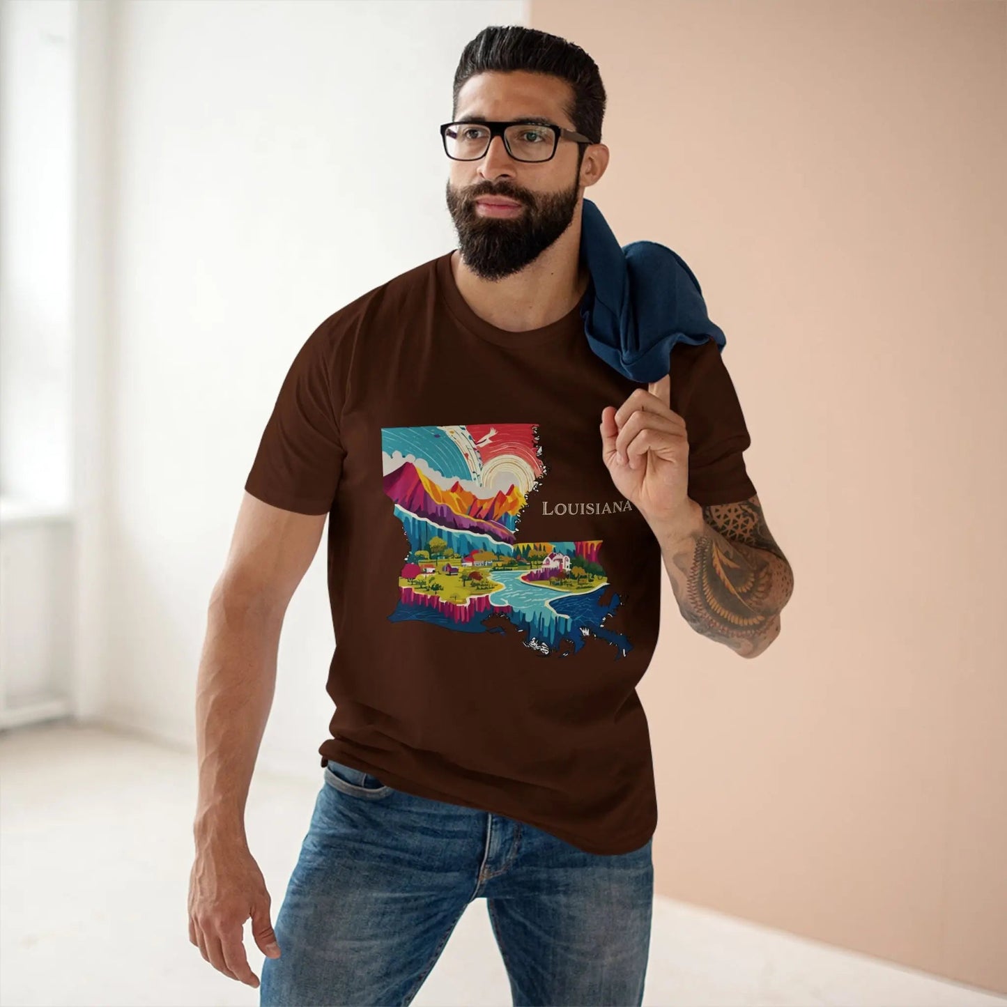 Louisiana State Shirt Unisex Premium Cotton Tee With Original Art Design Retro2Nova Art Collection
