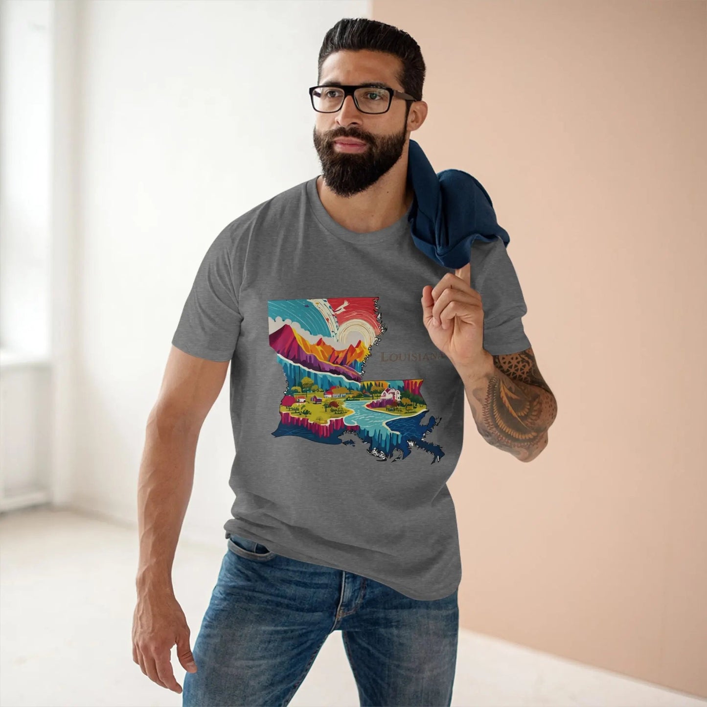 Louisiana State Shirt Unisex Premium Cotton Tee With Original Art Design Retro2Nova Art Collection