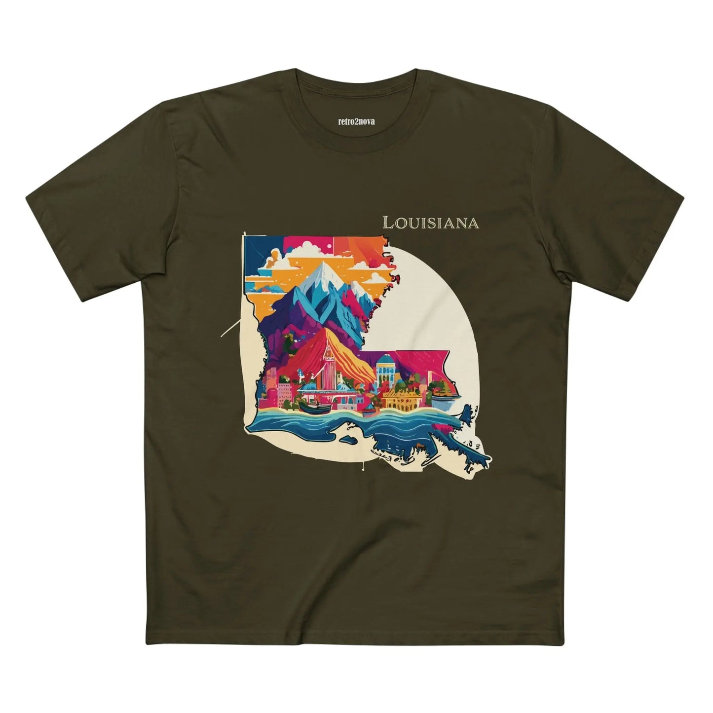 Louisiana State Shirt Unisex Premium Cotton Tee With Original Art Design Retro2Nova