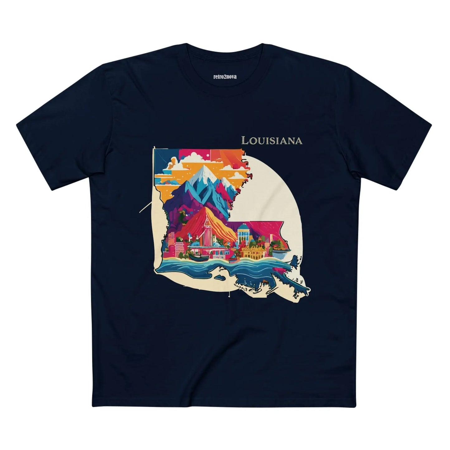 Louisiana State Shirt Unisex Premium Cotton Tee With Original Art Design Retro2Nova