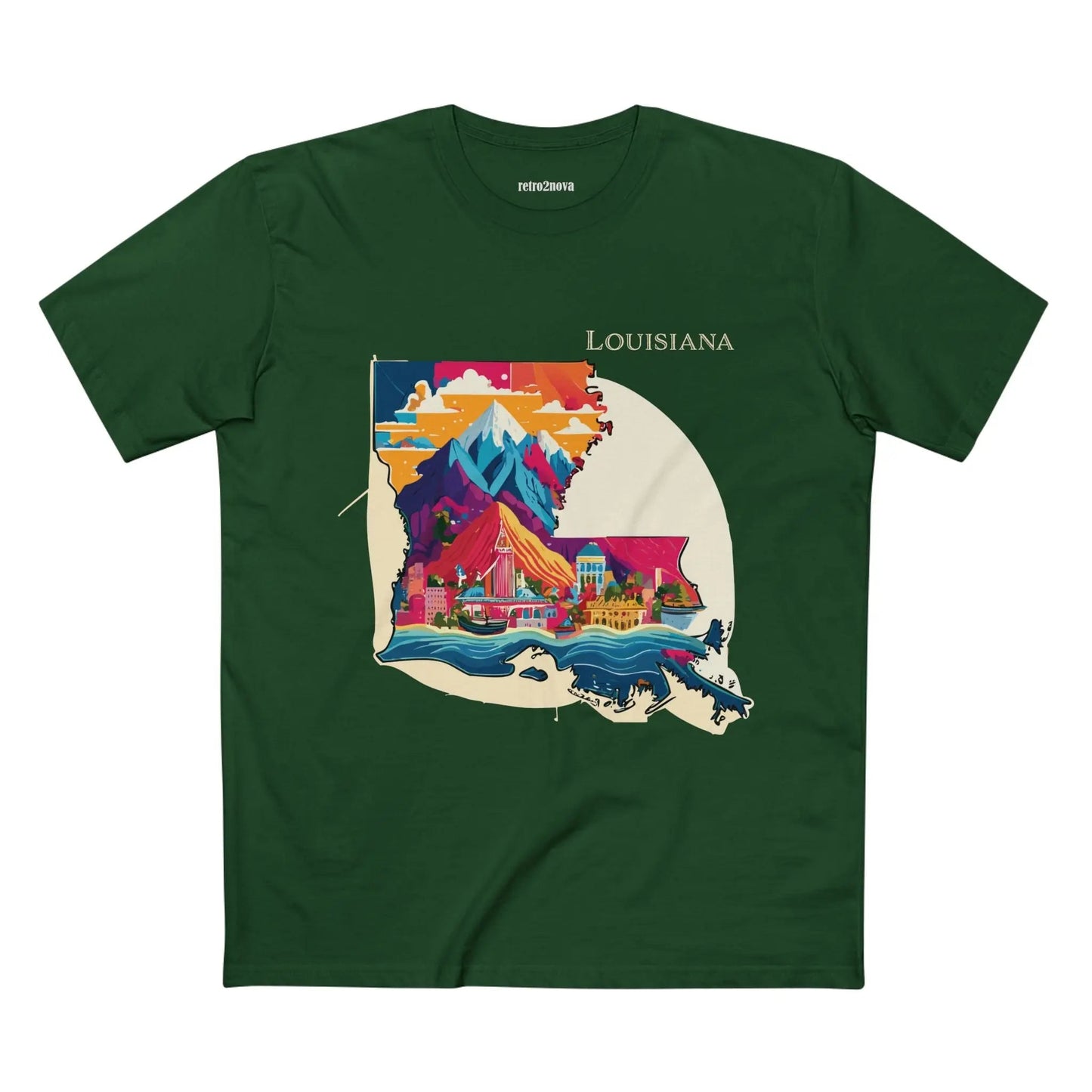 Louisiana State Shirt Unisex Premium Cotton Tee With Original Art Design Retro2Nova