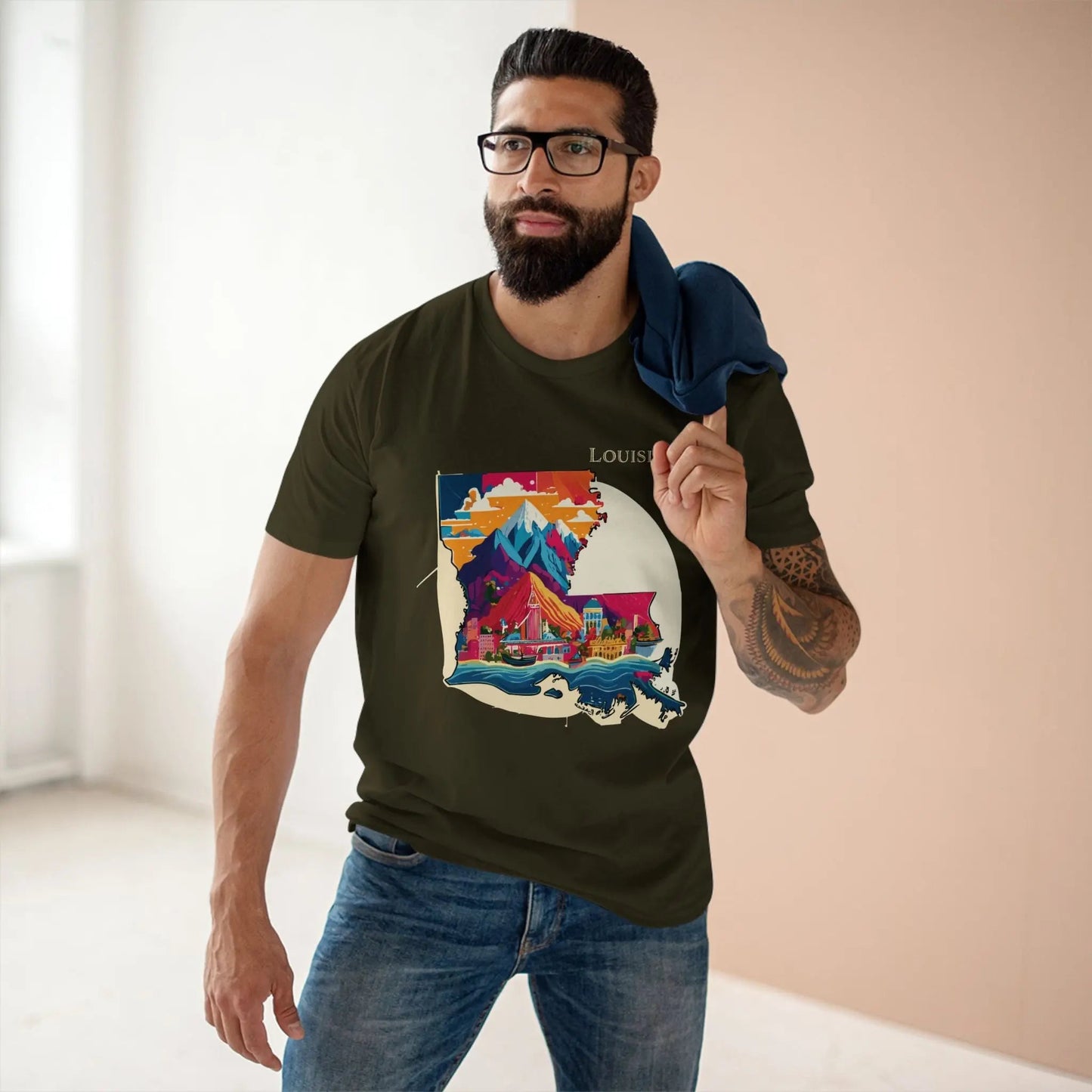Louisiana State Shirt Unisex Premium Cotton Tee With Original Art Design Retro2Nova