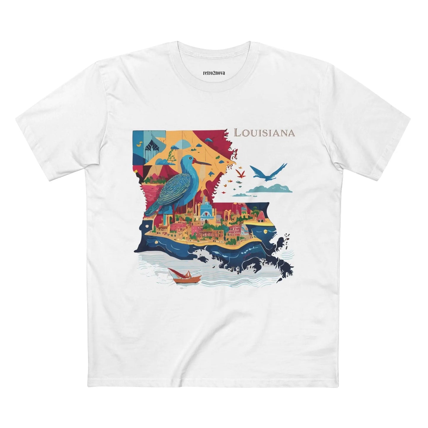 Louisiana State Shirt Unisex Premium Cotton Tee With Original Art Design From Retro2Nova Collection